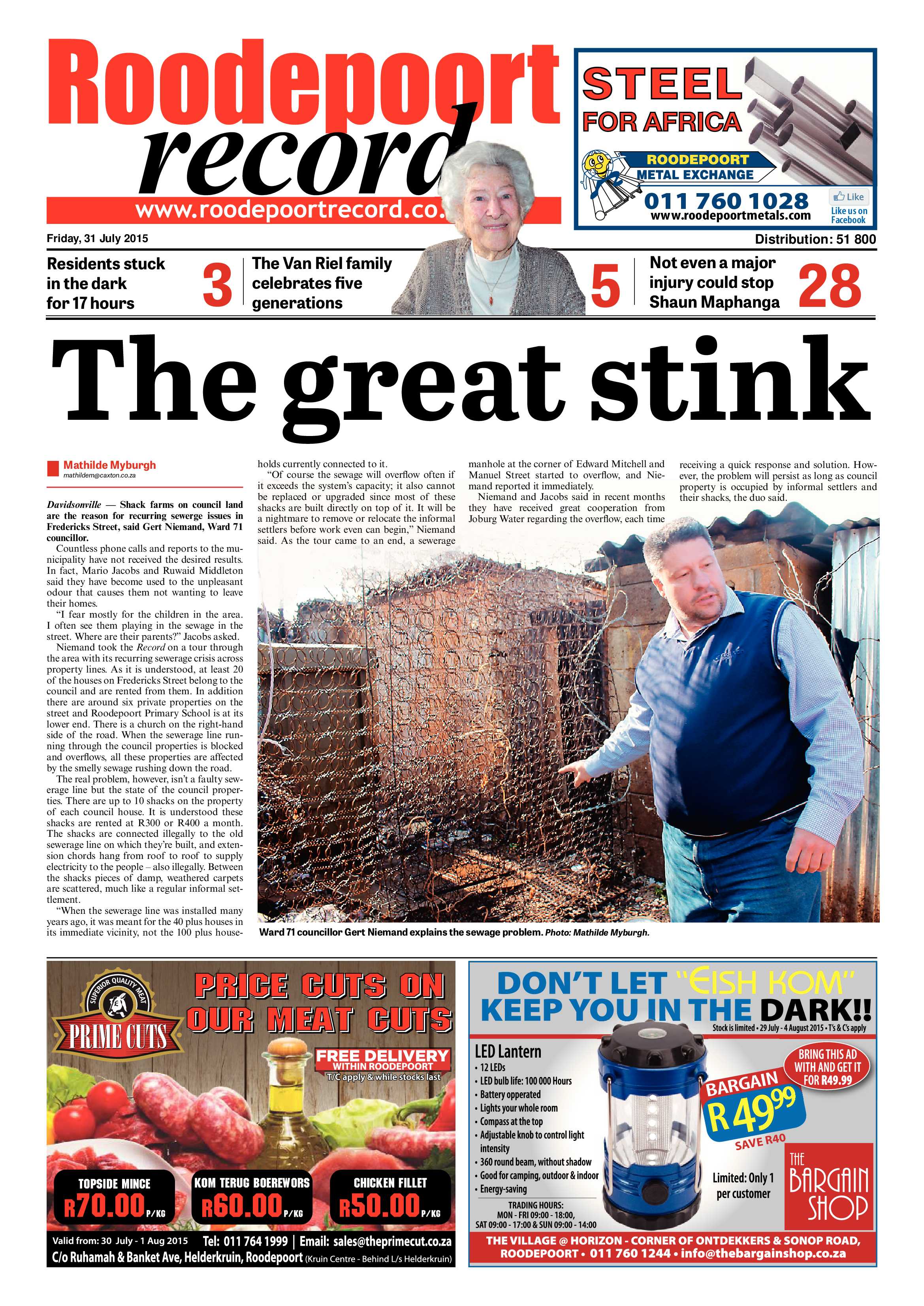 Roodepoort Record 31 July 2015 page 1