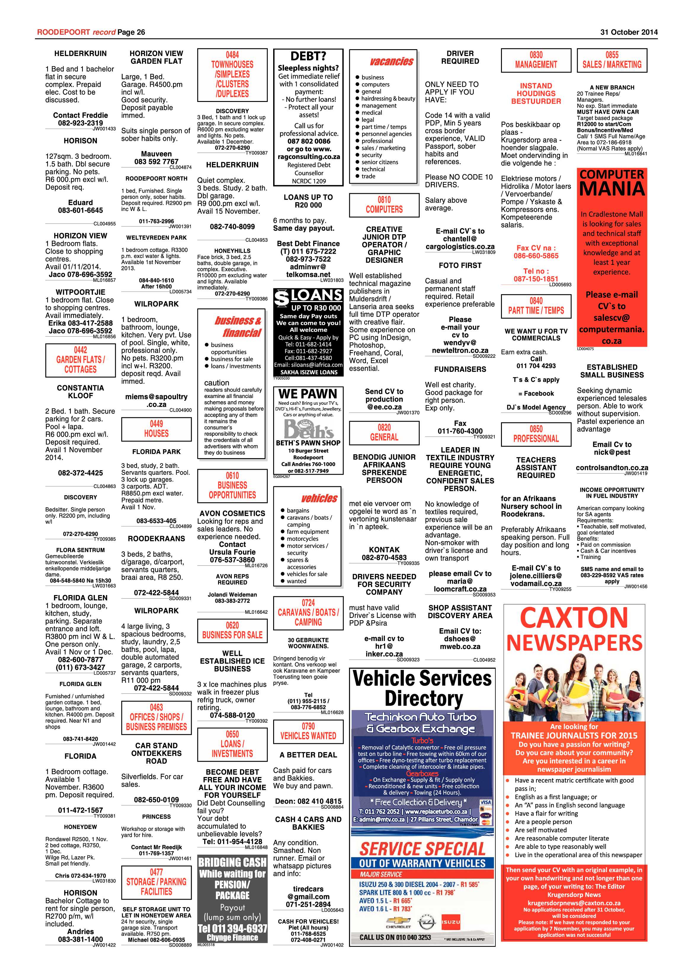 Roodepoort Record 31 October 2014 page 26