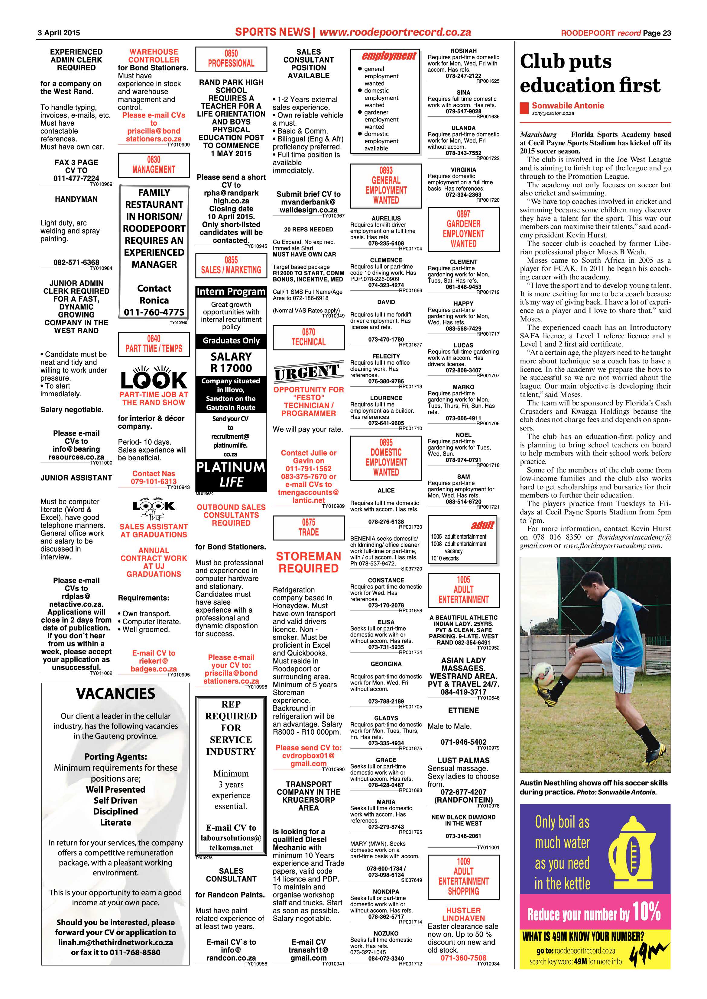 Roodepoort Record 3 April 2015 page 27