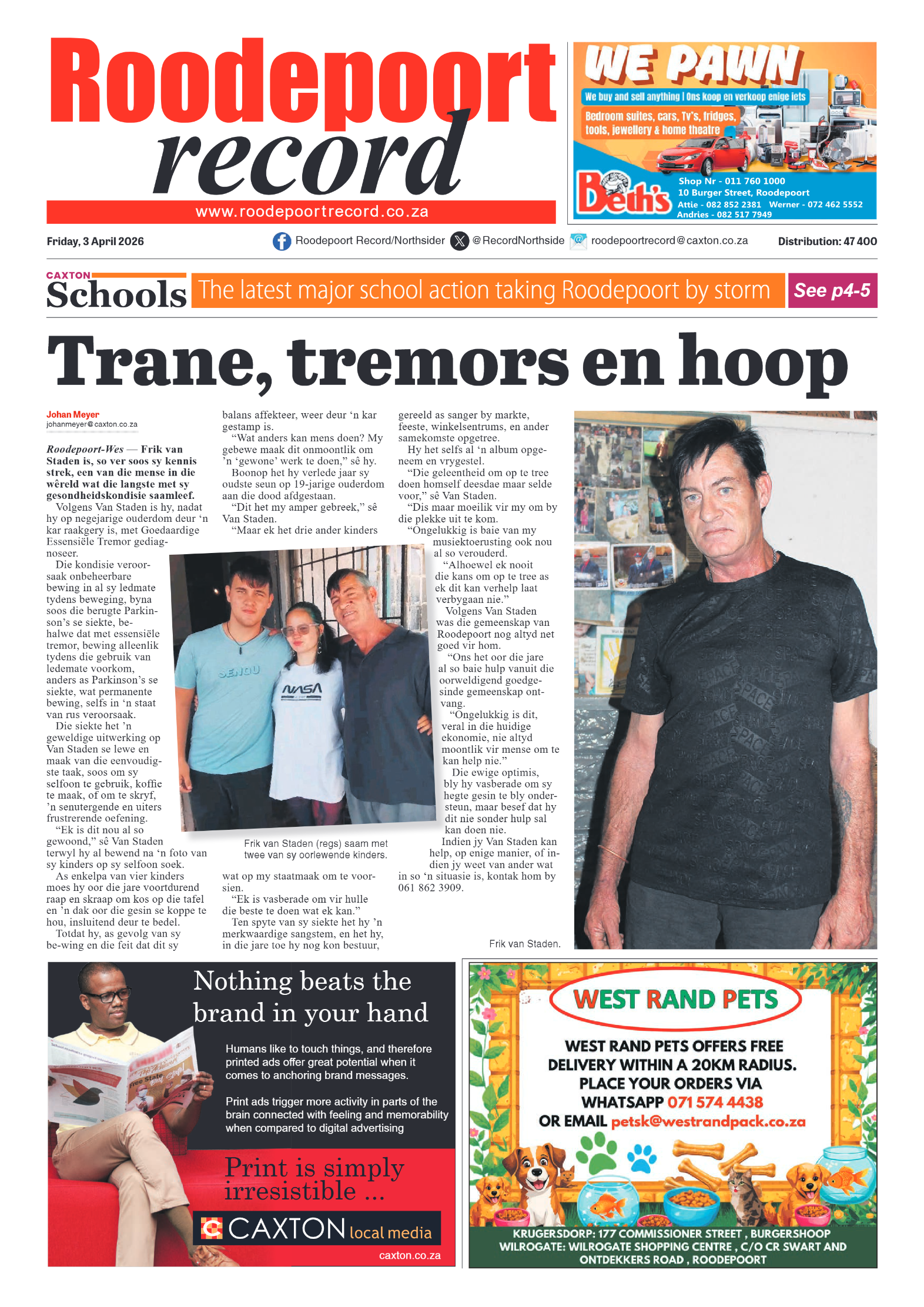 Roodepoort Record 3 April 2026 page 1