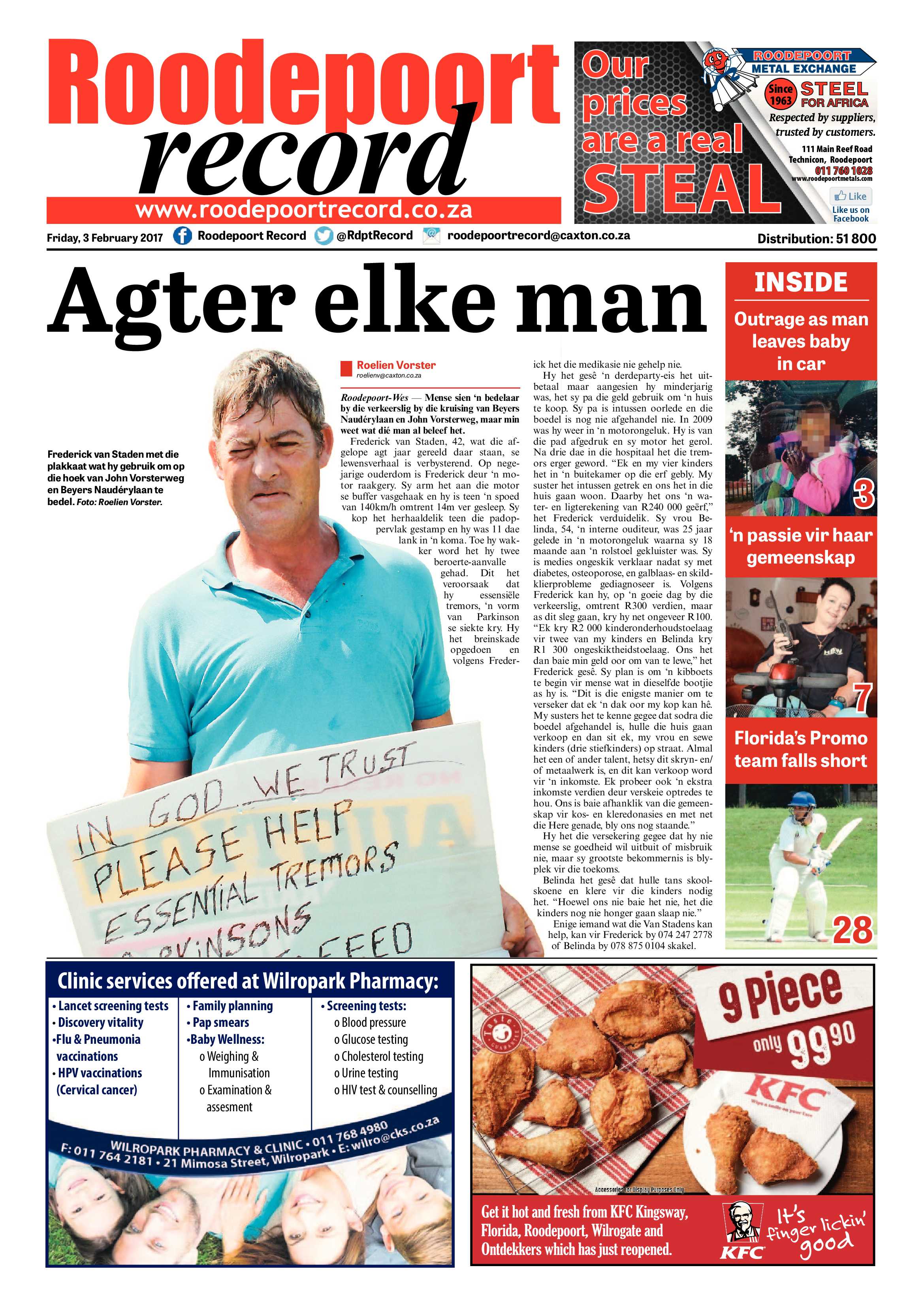 Roodepoort Record 3 February 2017 page 1