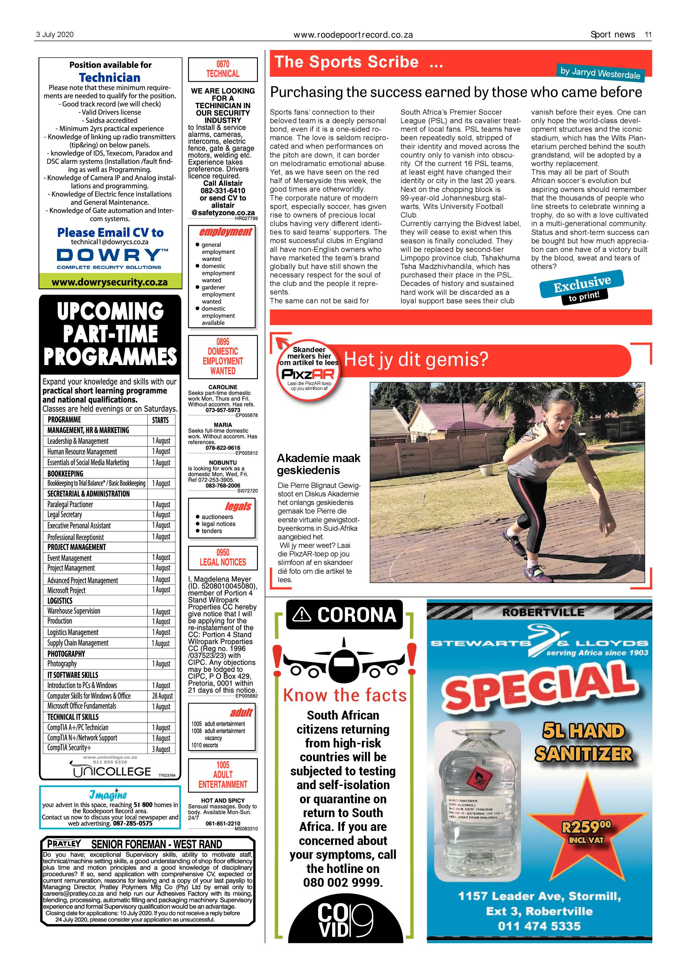 Roodepoort Record 3 July 2020 page 11