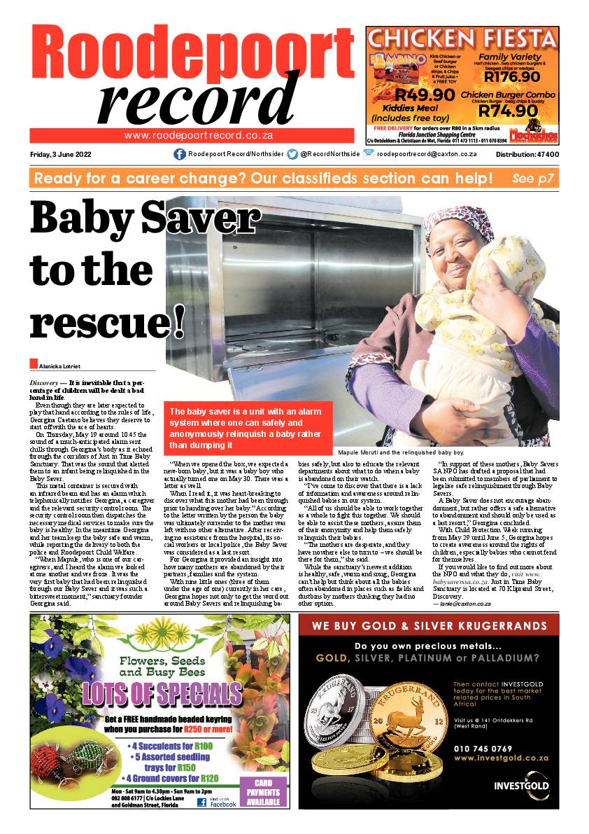 Roodepoort Record 3 June 2022 page 1