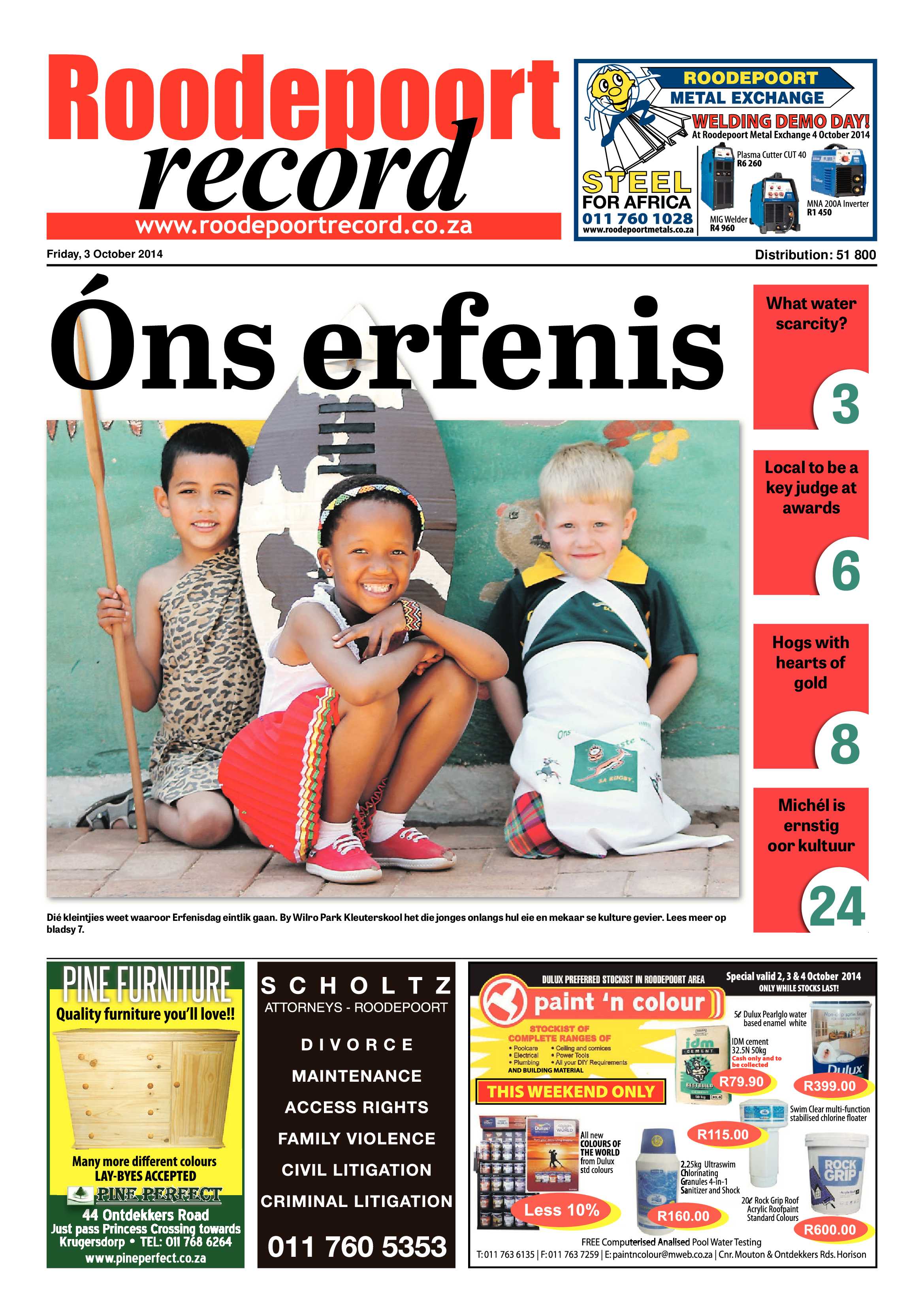 Roodepoort Record 3 October 2014 page 1