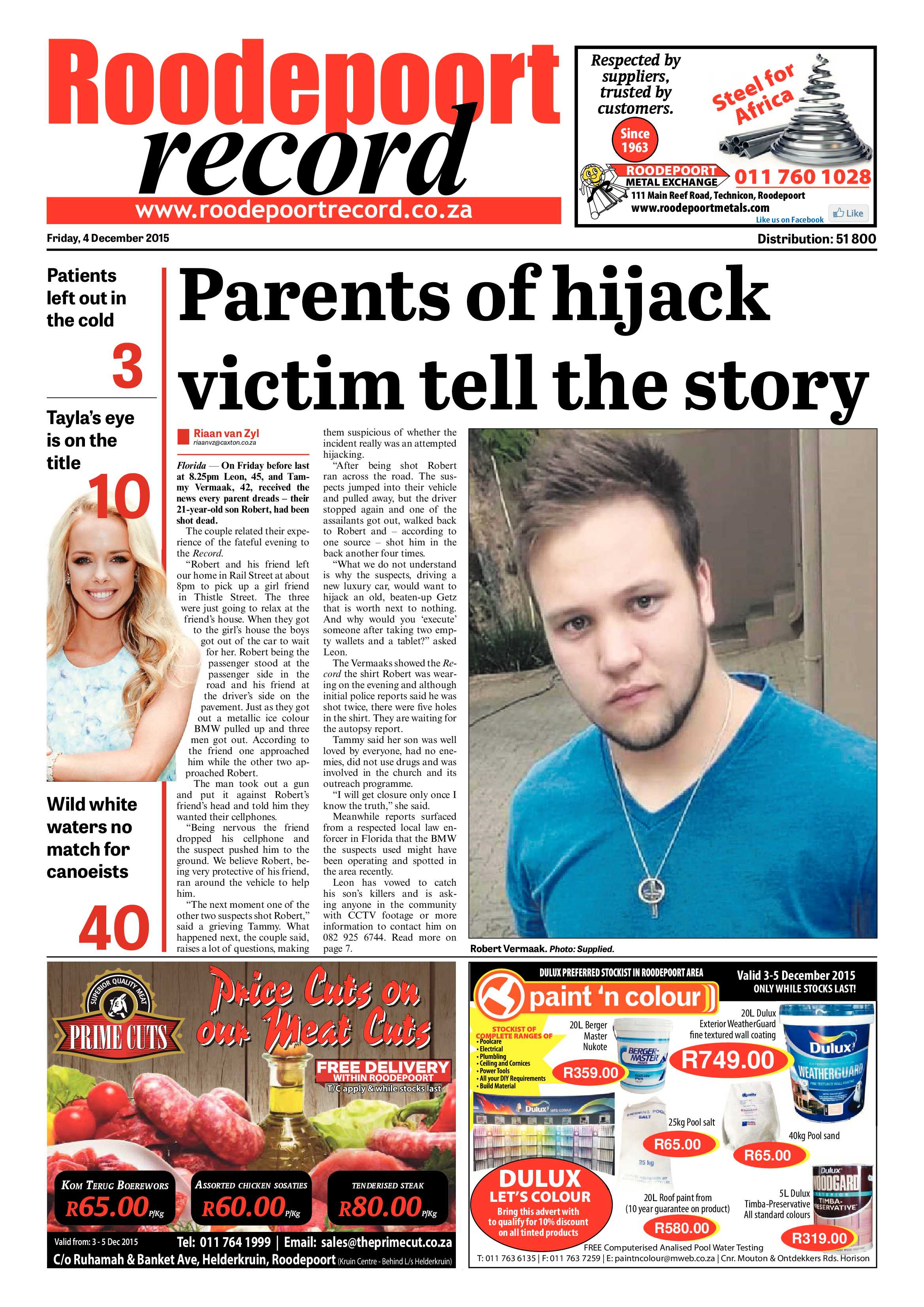 Roodepoort Record 4 December 2015 page 1