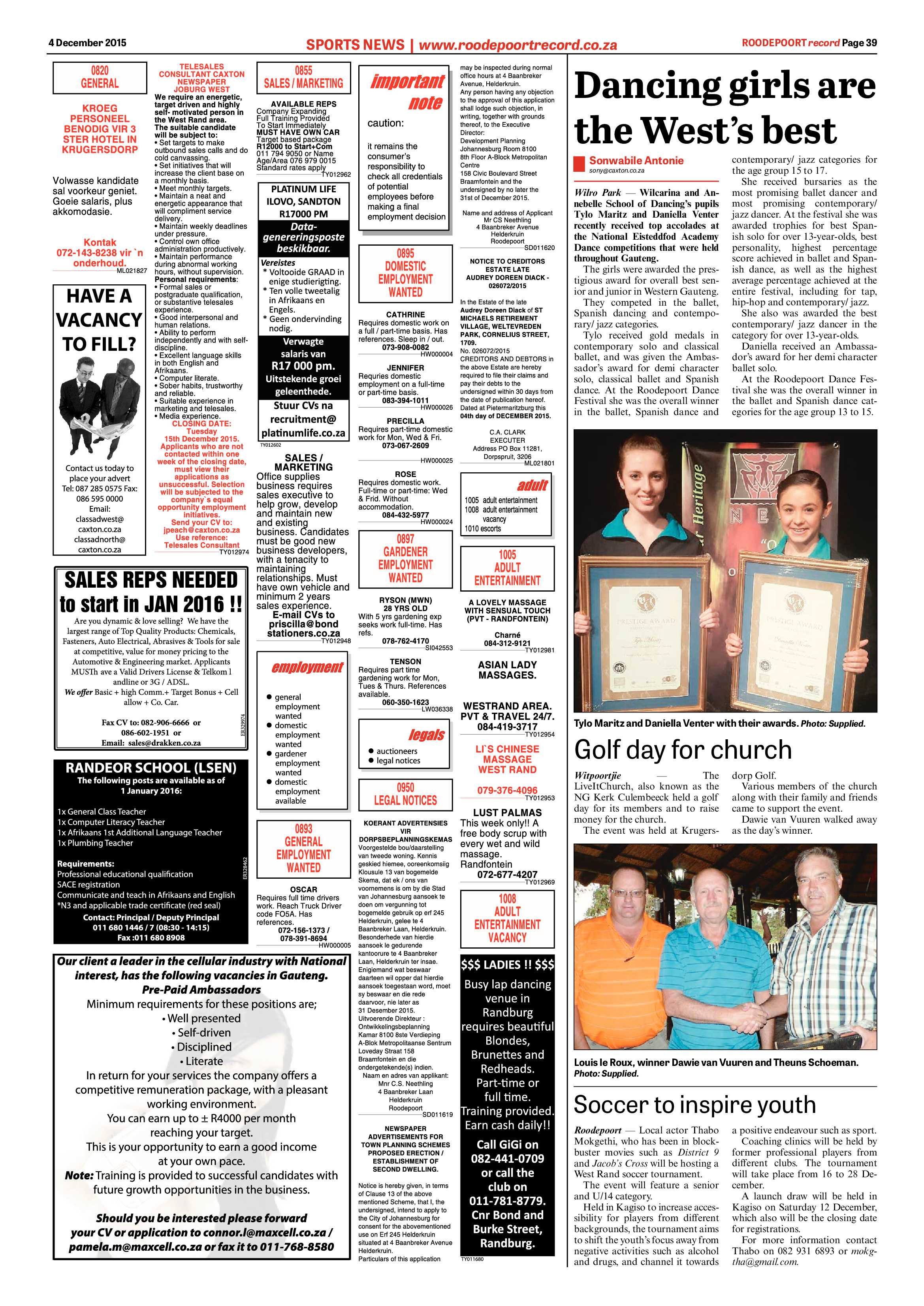 Roodepoort Record 4 December 2015 page 39