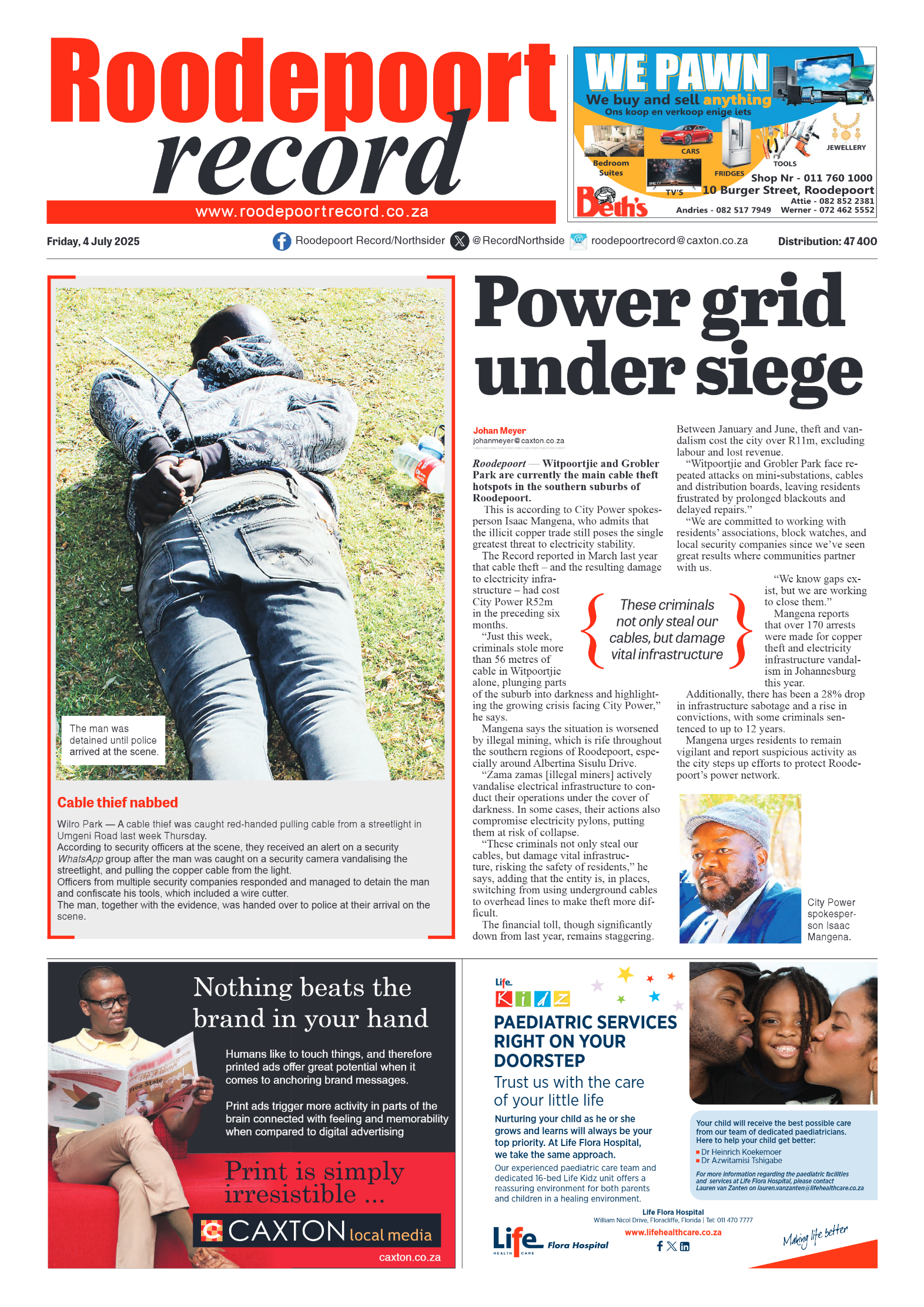 Roodepoort Record 4 July 2025 page 1