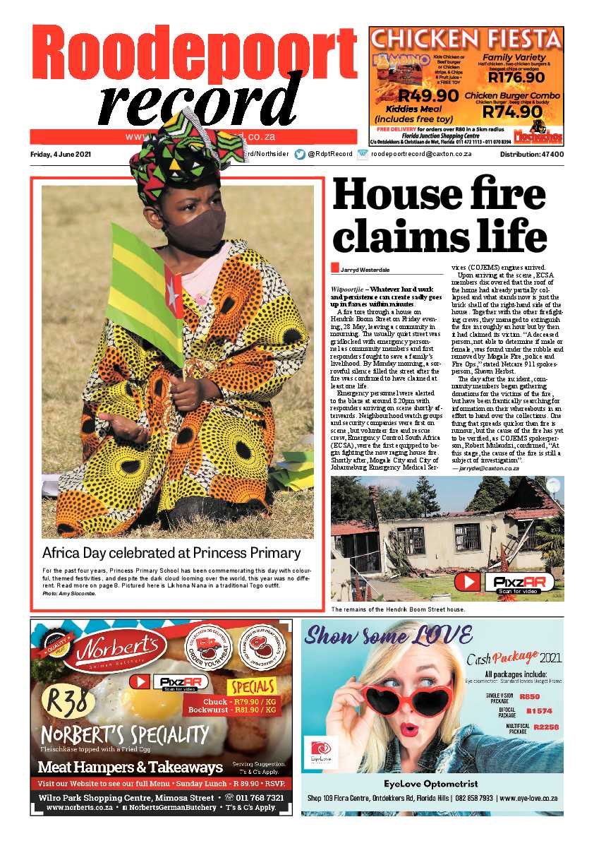 Roodepoort Record 4 June 2021 page 1