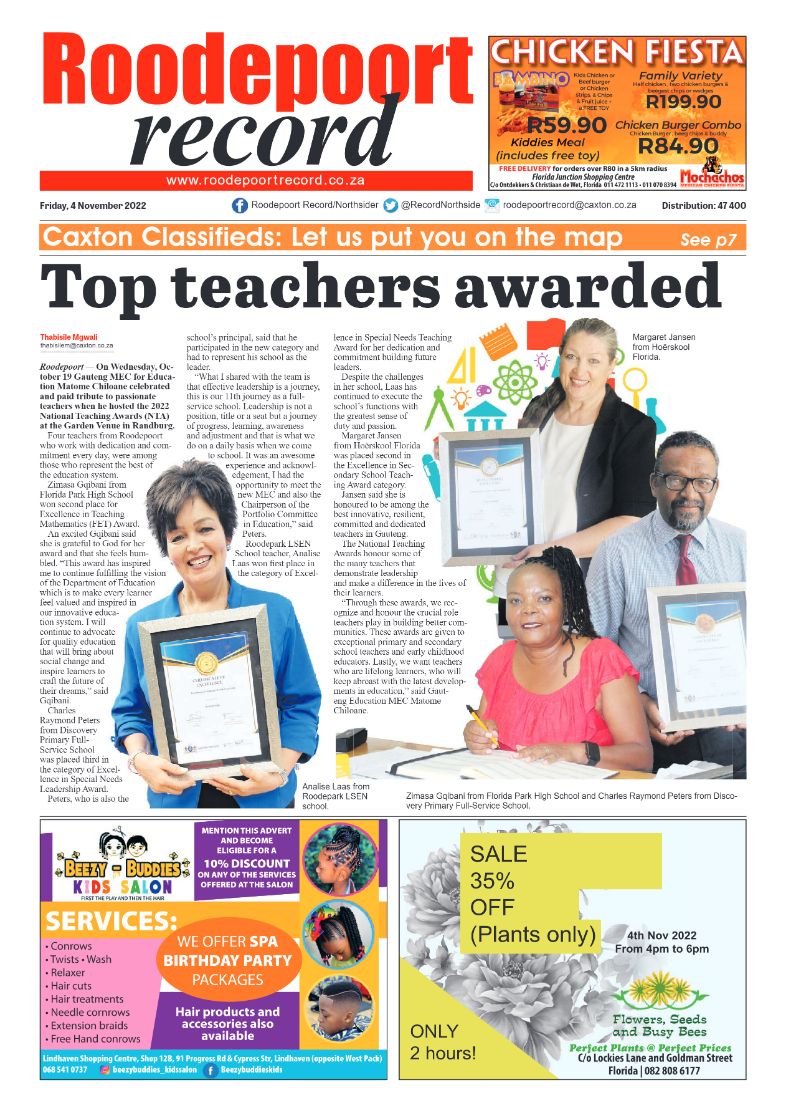 Roodepoort Record 4 November 2022 page 1