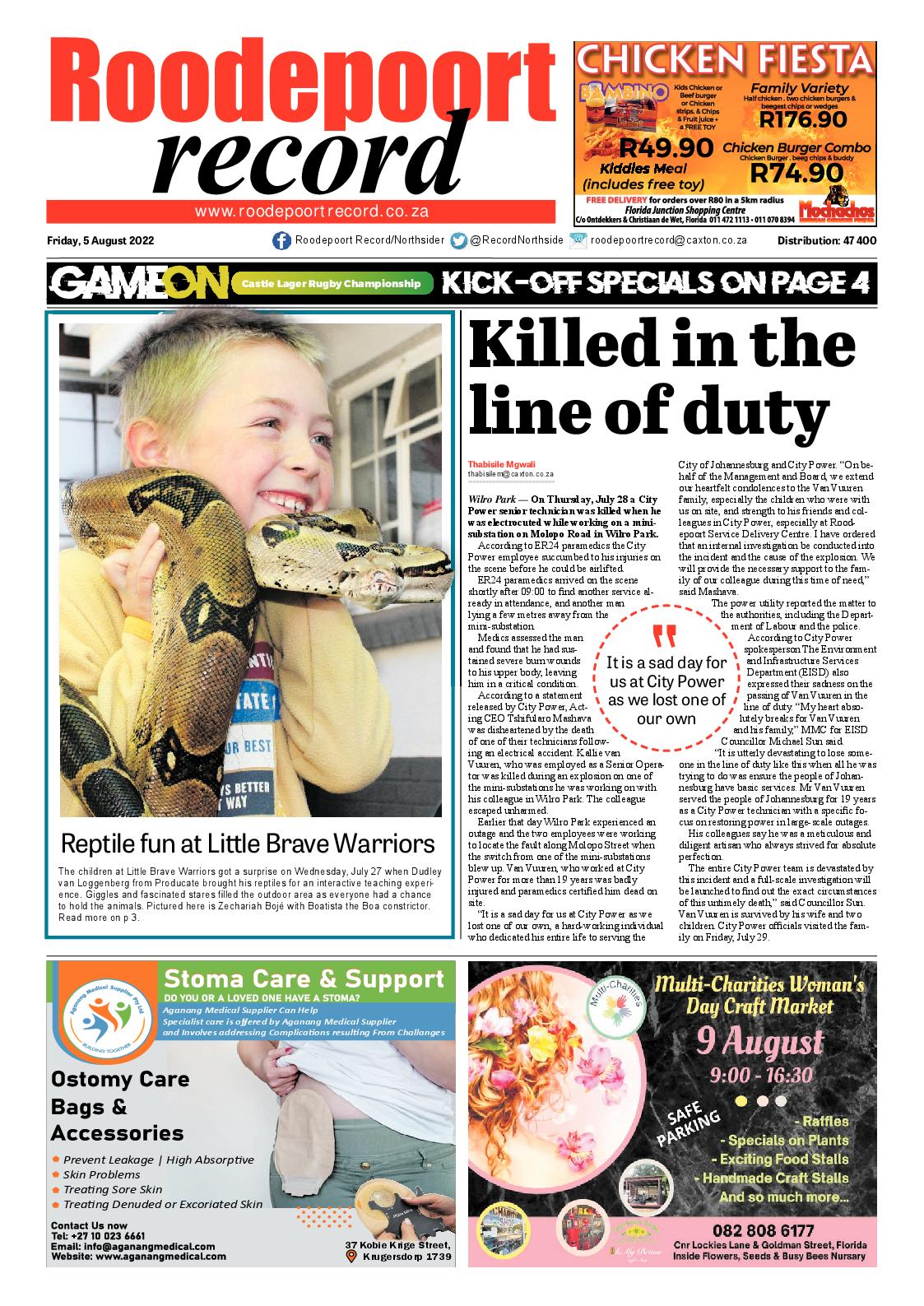 Roodepoort Record 5 August 2022 page 1