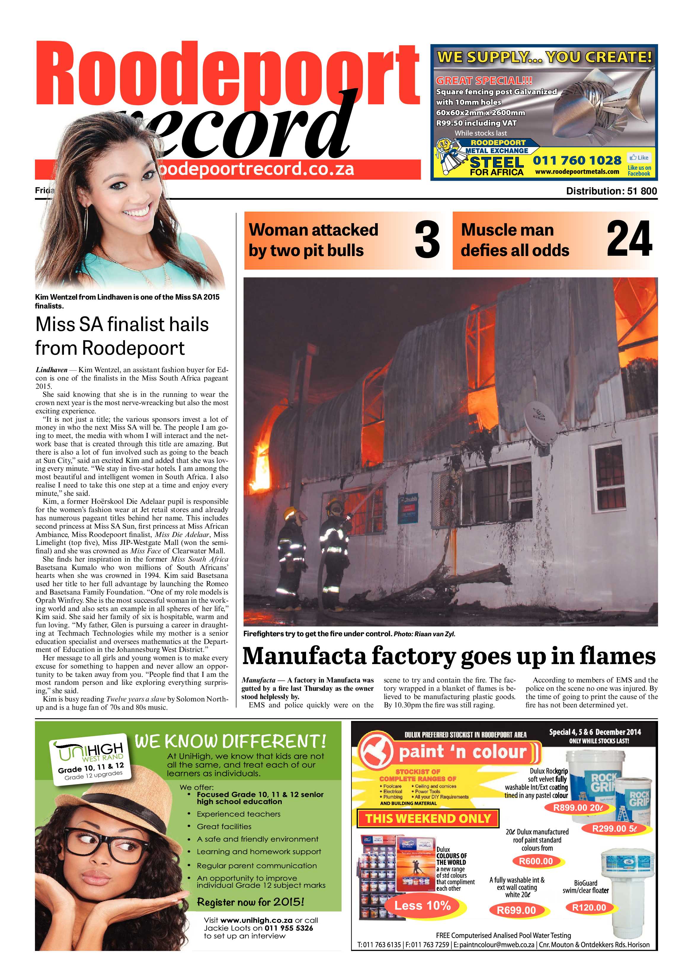 Roodepoort Record 5 December 2014 page 1