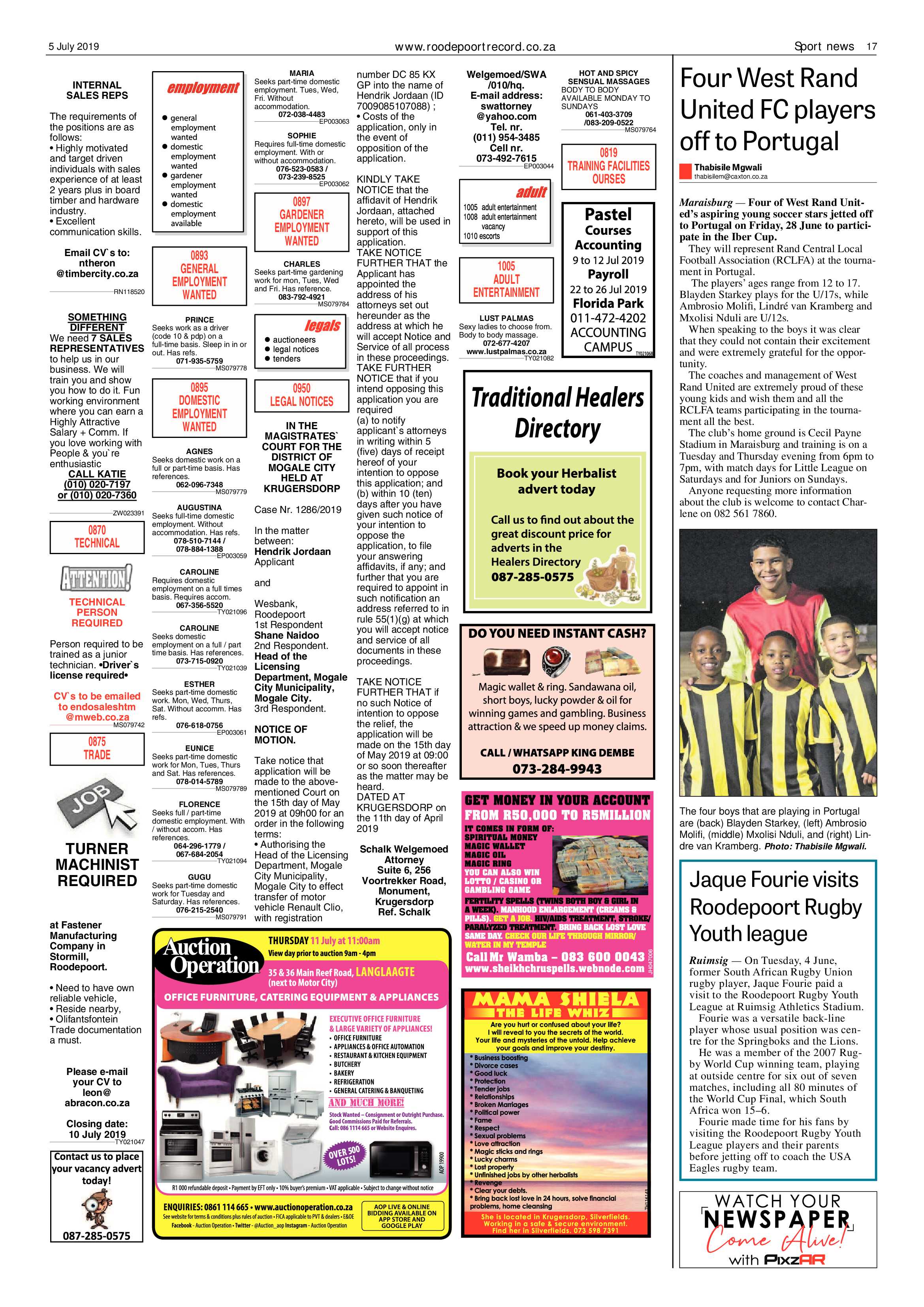 Roodepoort Record 5 July 2019 page 17