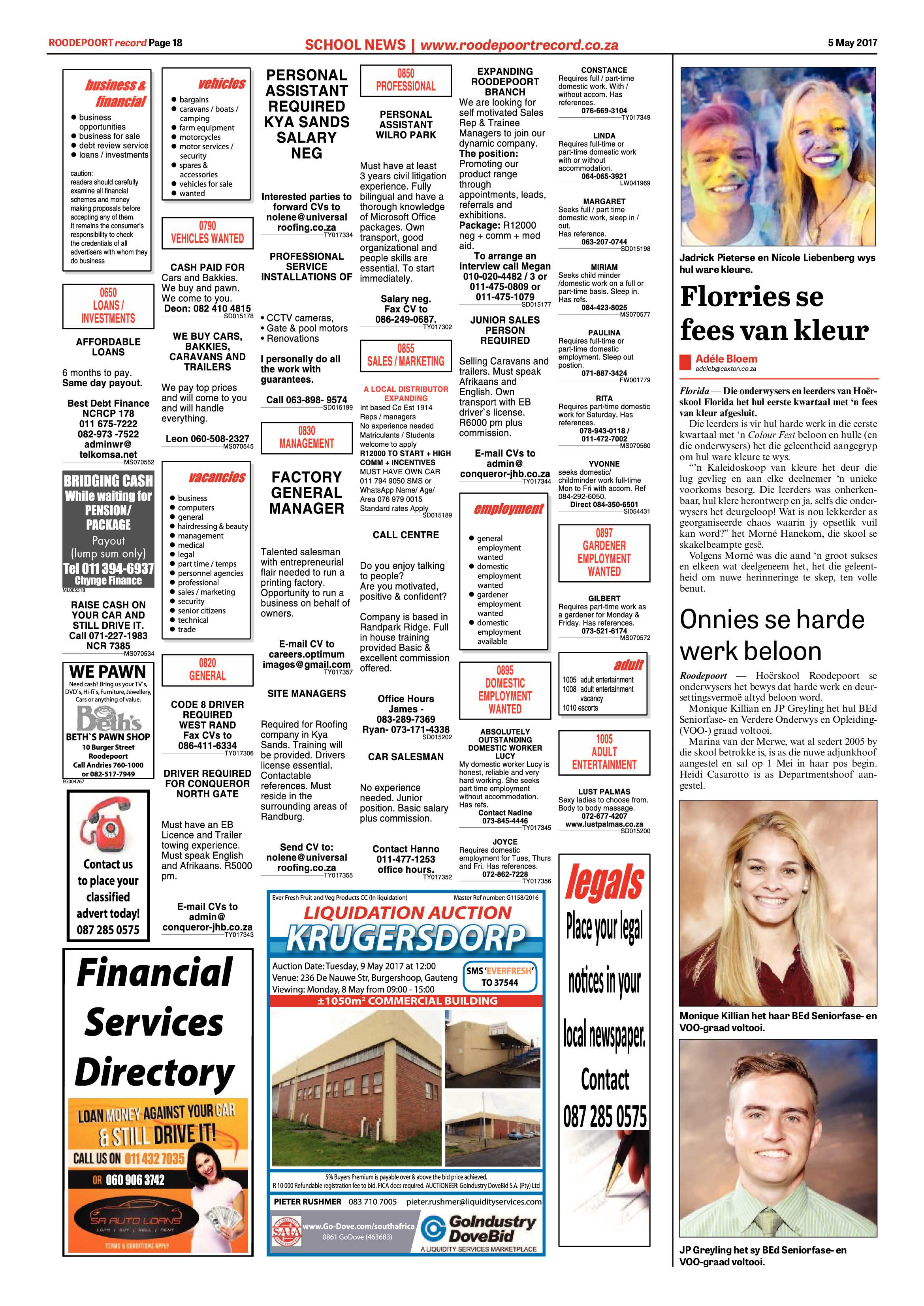 Roodepoort Record 5 May 2017 page 18
