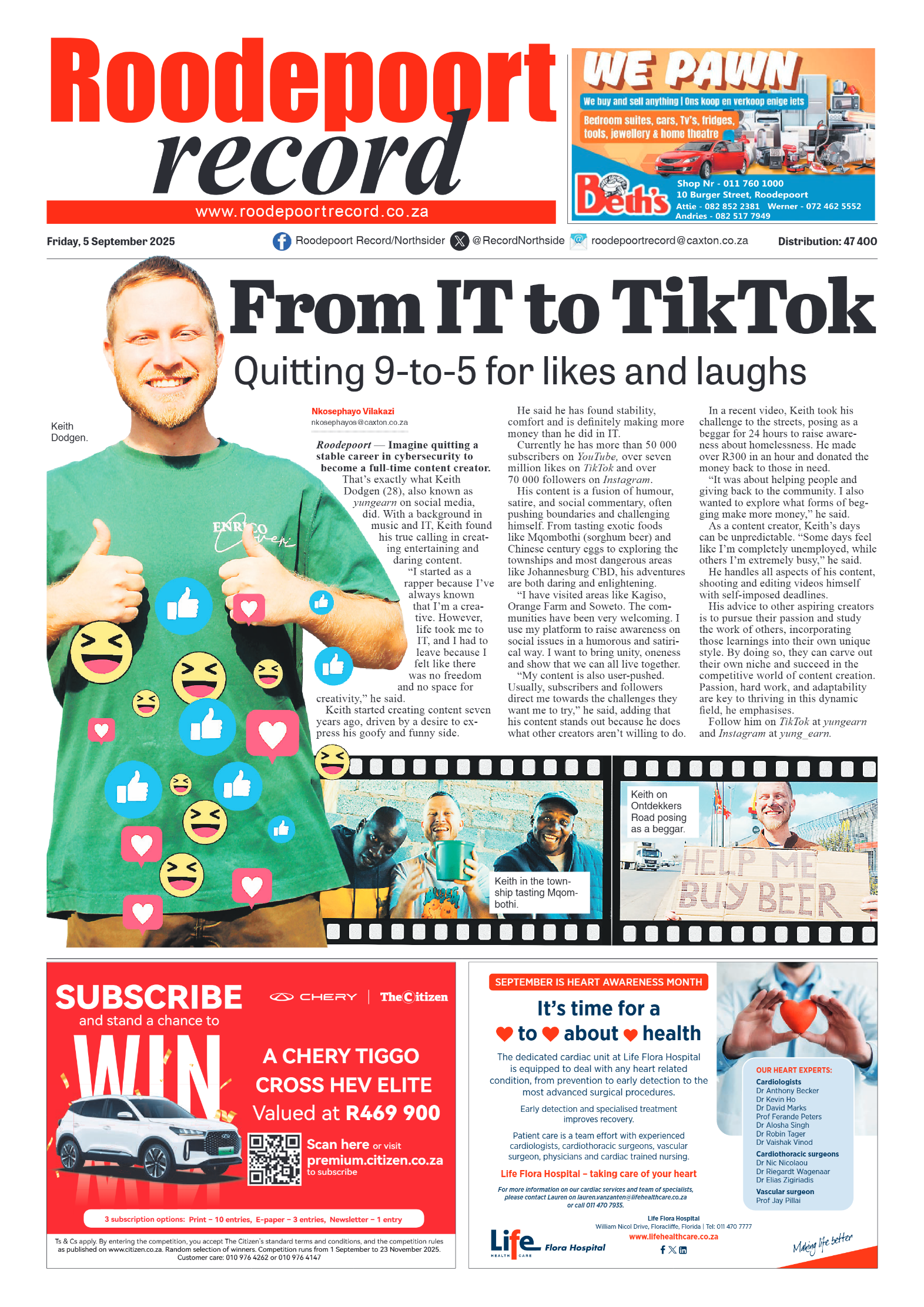 Roodepoort Record 5 September 2025 page 1