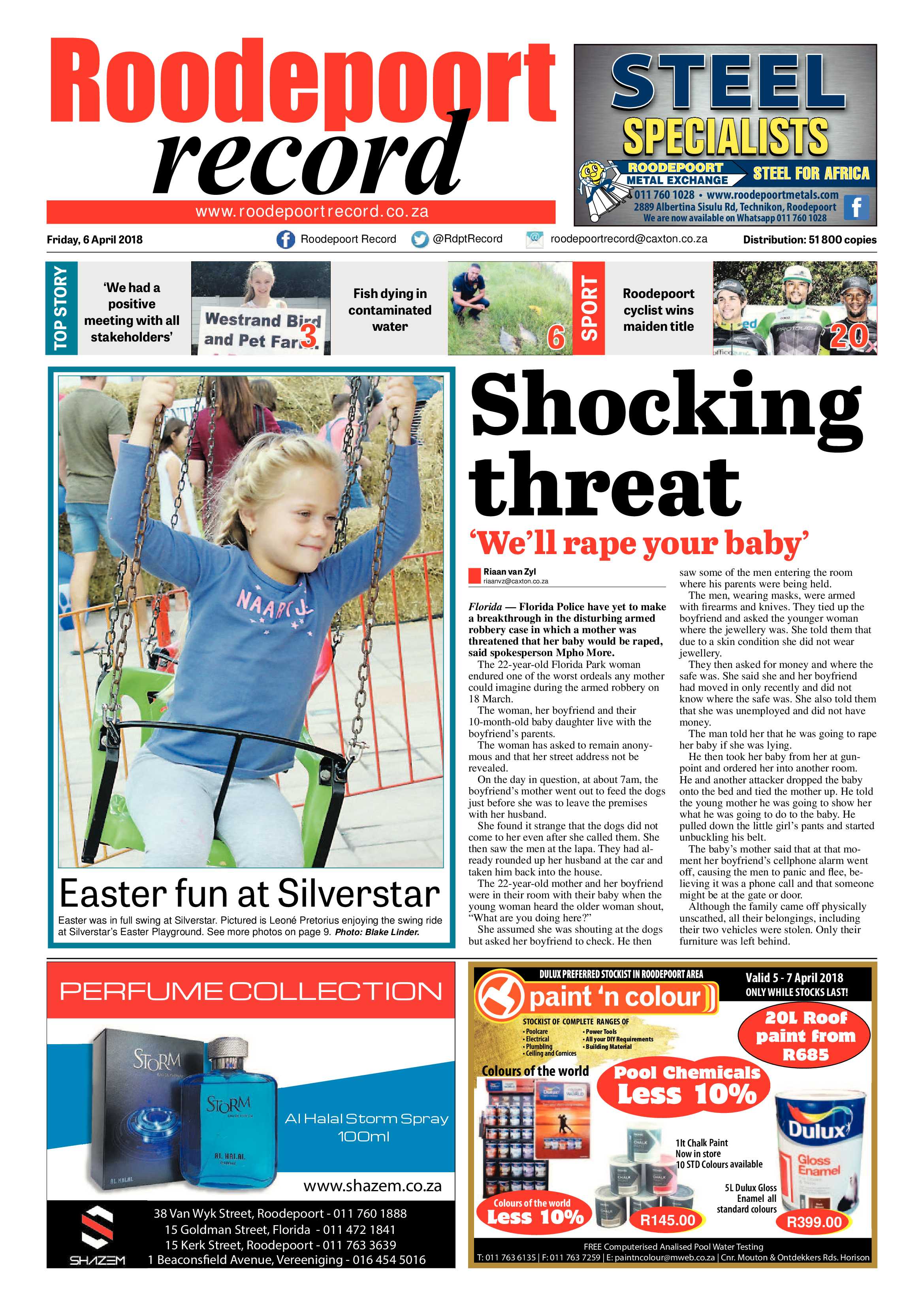 Roodepoort Record 6 April 2018 page 1