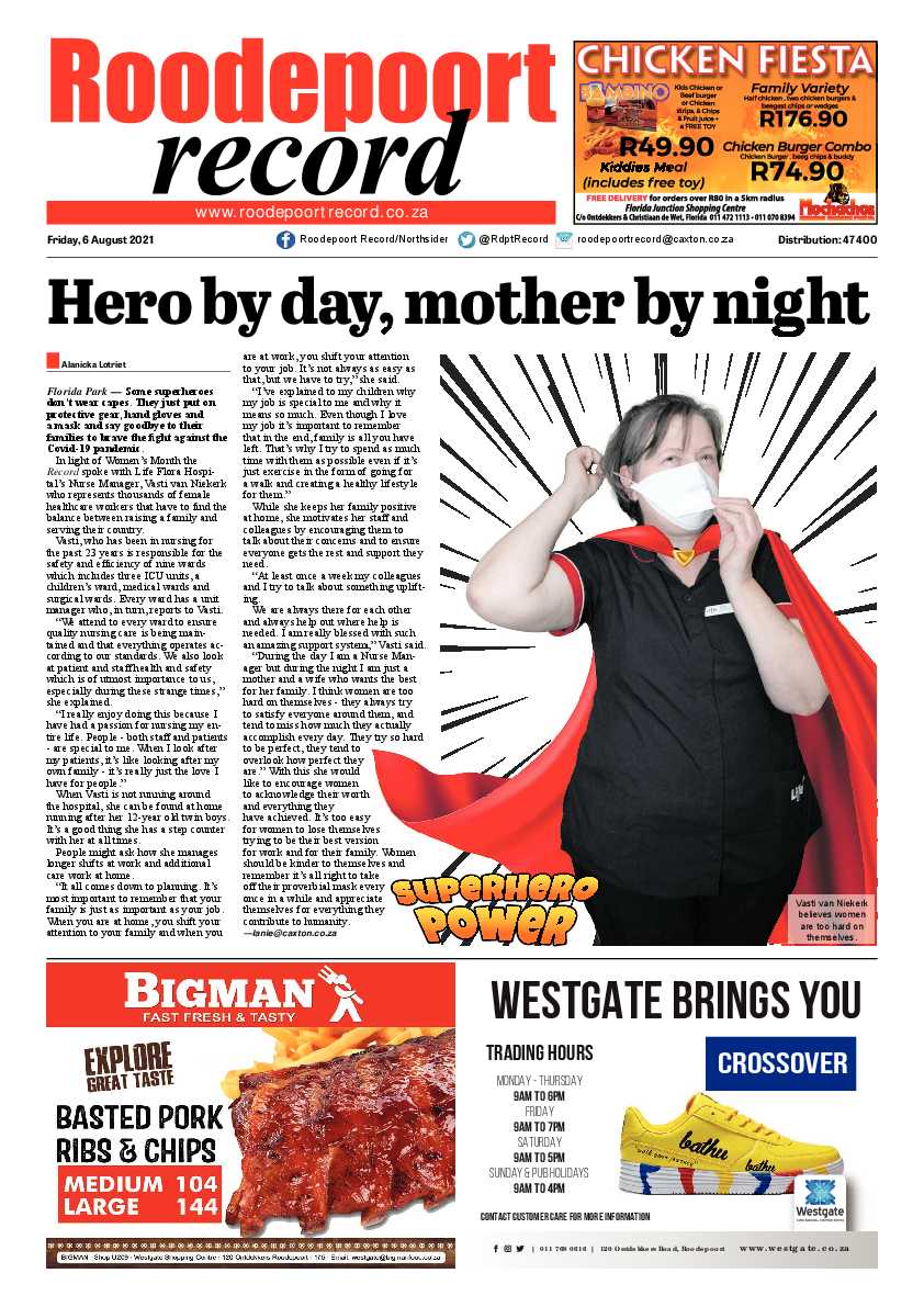 Roodepoort Record 6 August 2021 page 1