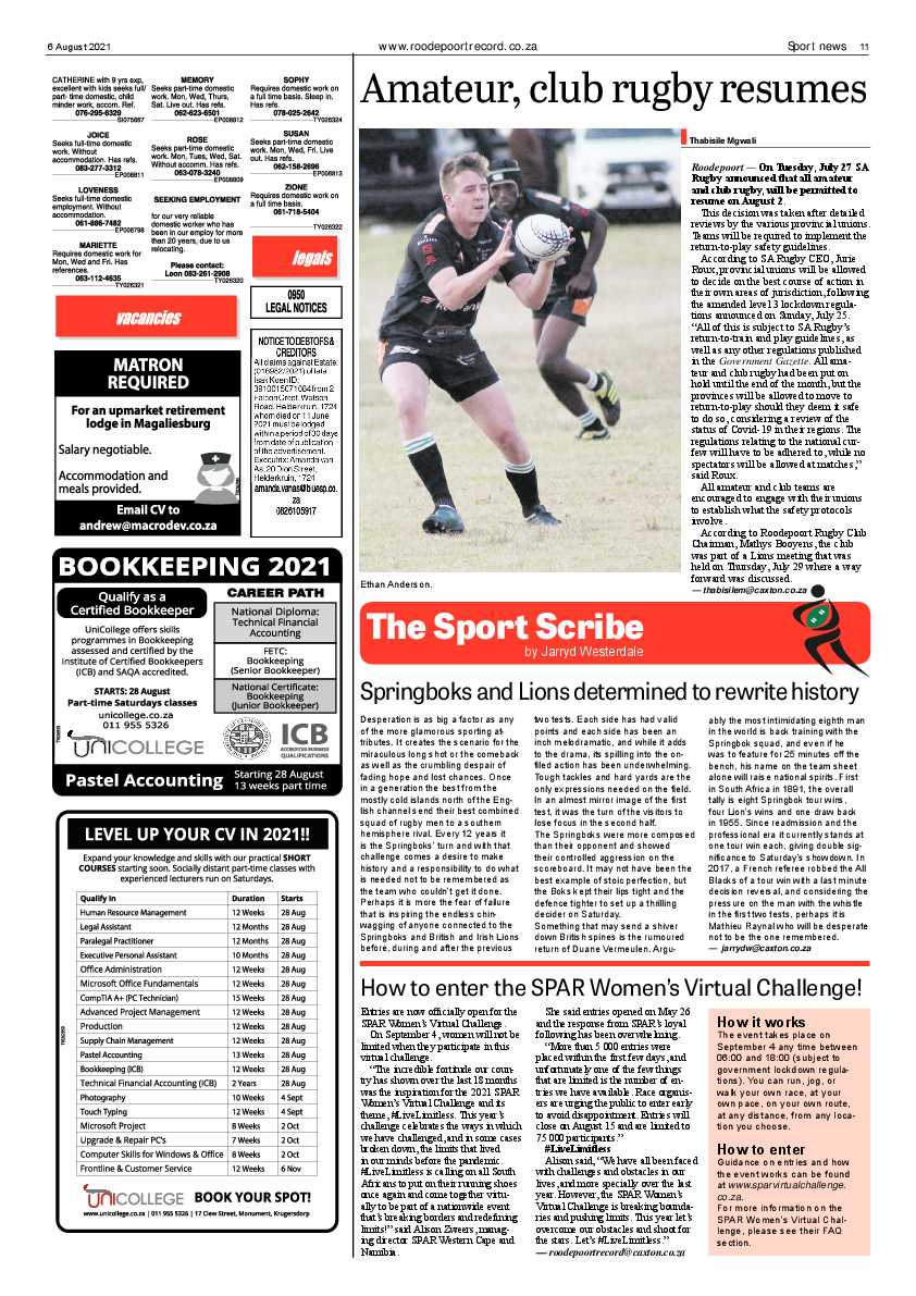 Roodepoort Record 6 August 2021 page 11