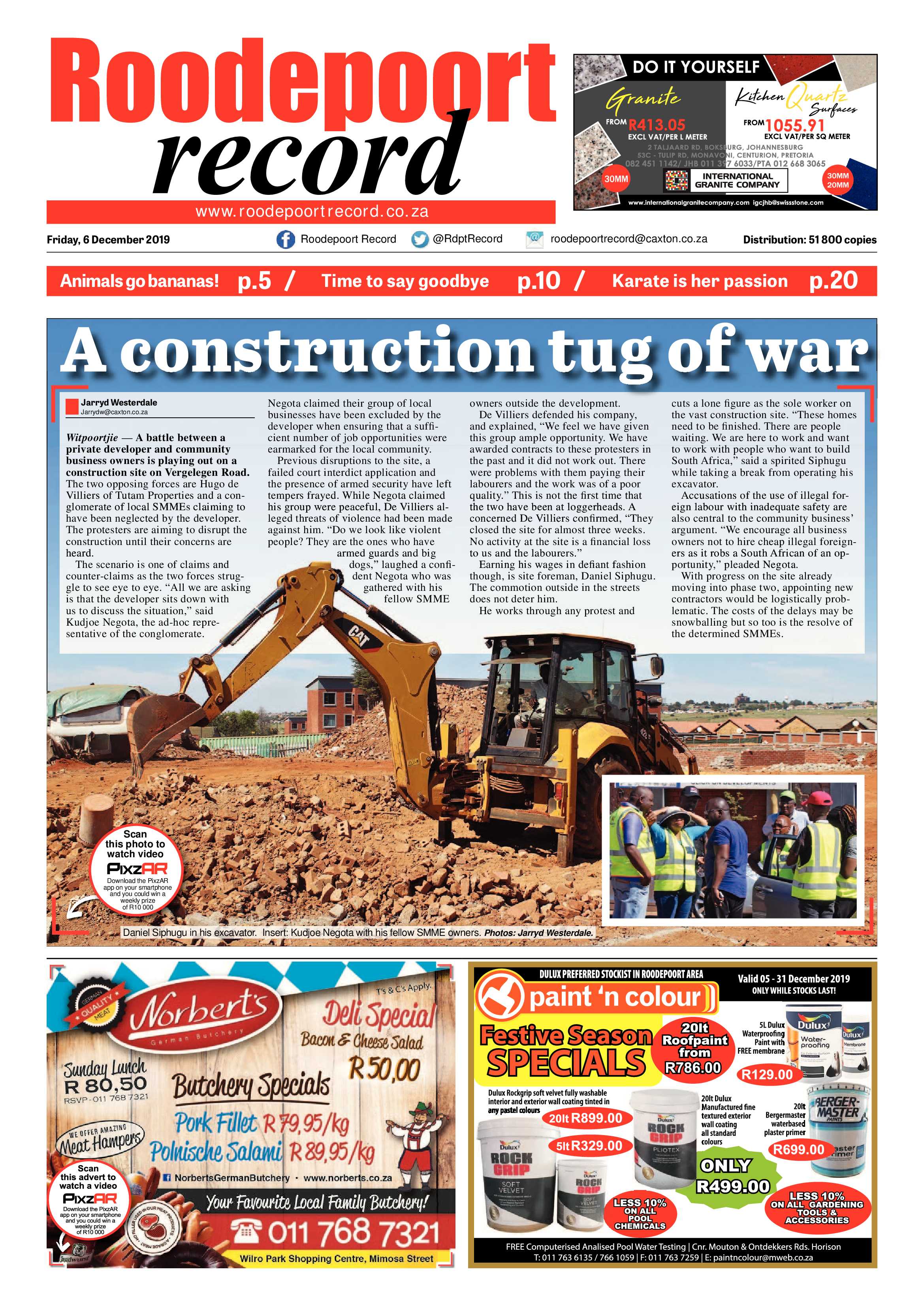 Roodepoort Record 6 December 2019 page 1