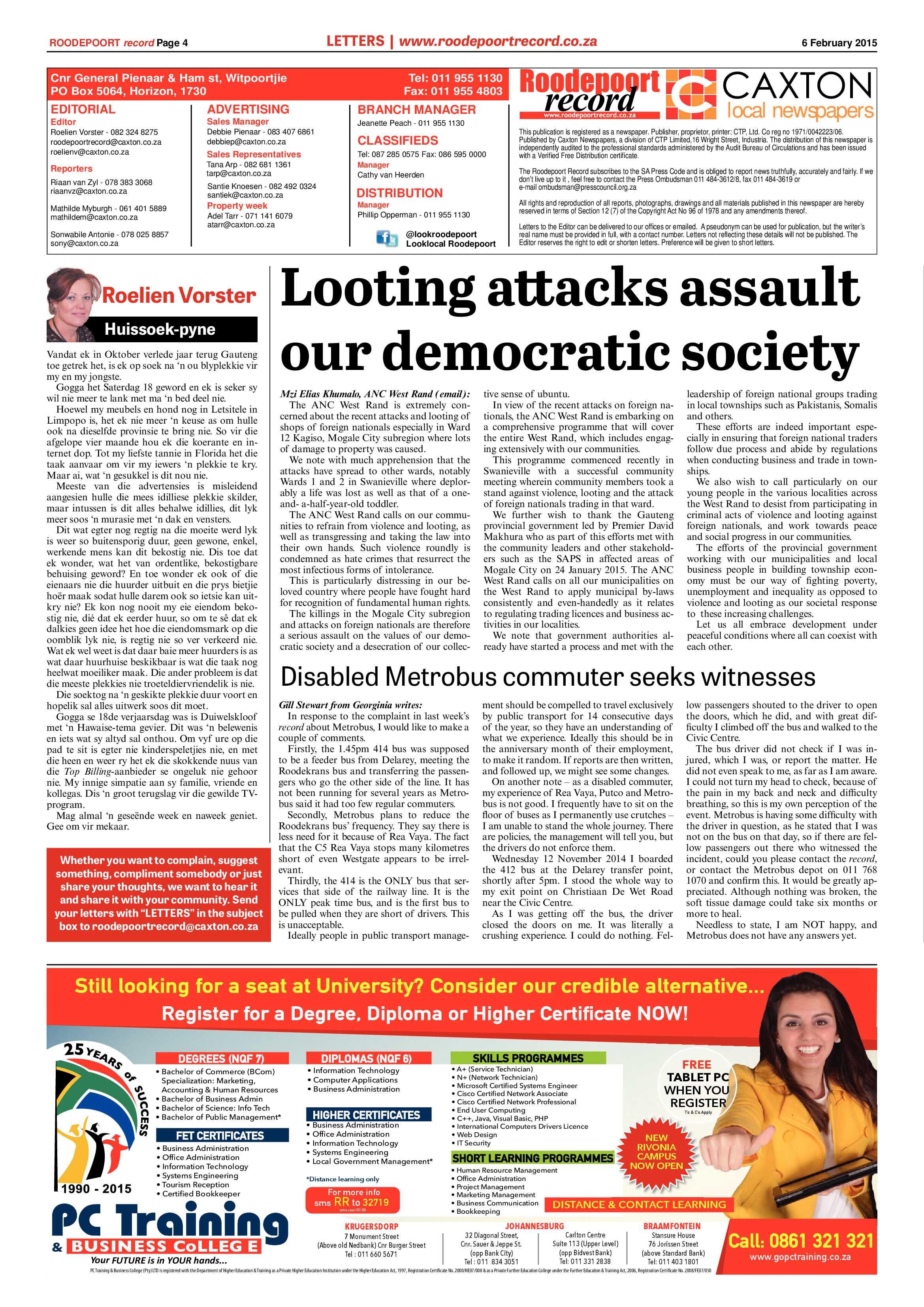 Roodepoort Record 6 February 2015 page 4