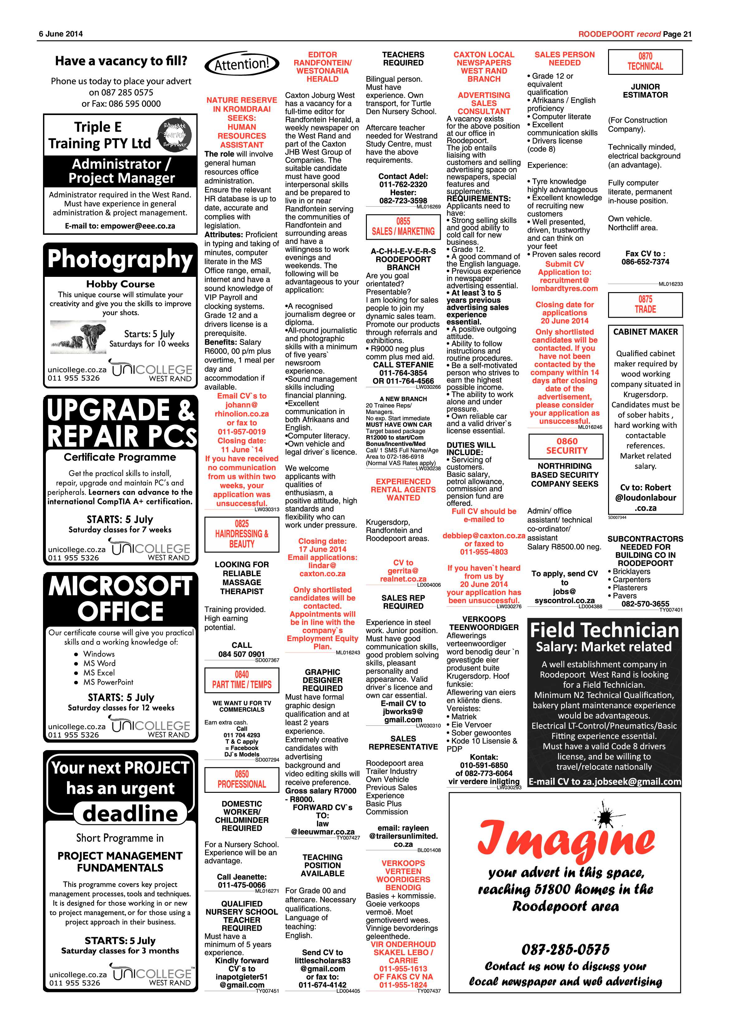 Roodepoort Record 6 June 2014 page 21