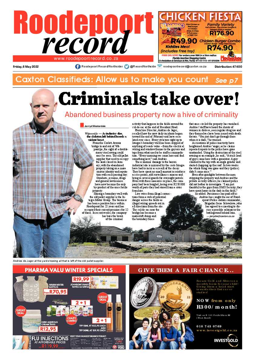 Roodepoort Record 6 May 2022 page 1