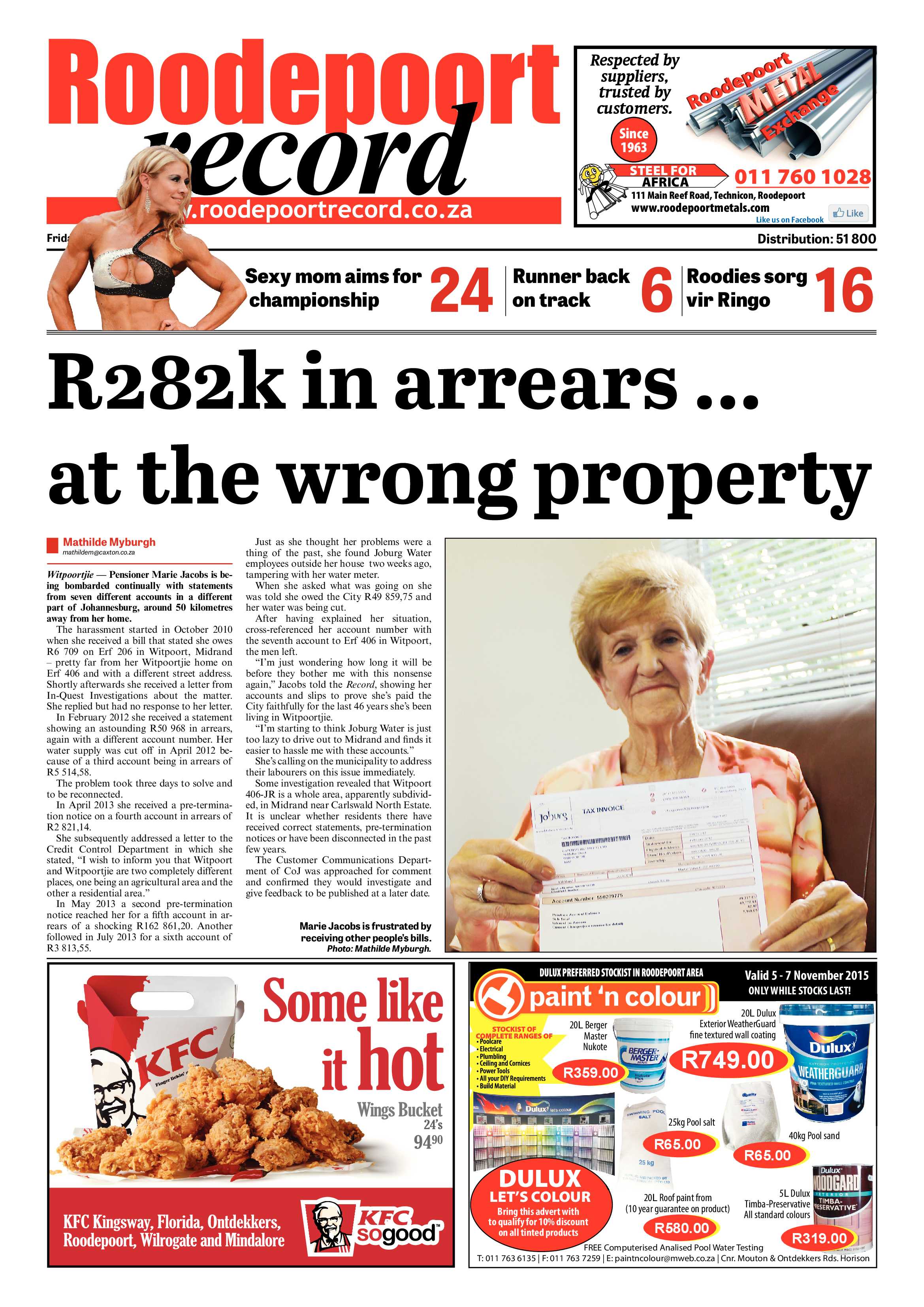 Roodepoort Record 6 November 2015 page 1