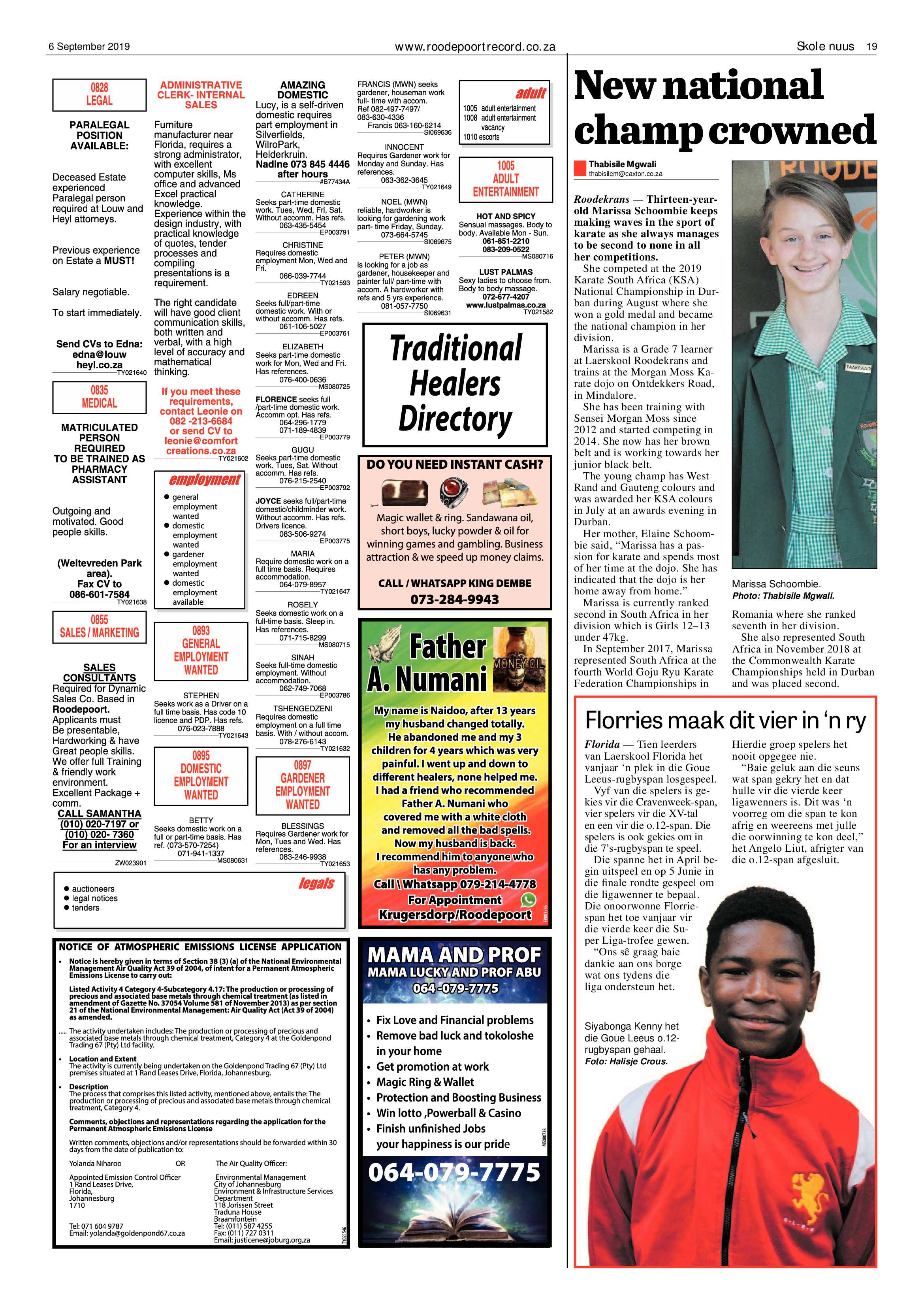 Roodepoort Record 6 September 2019 page 19