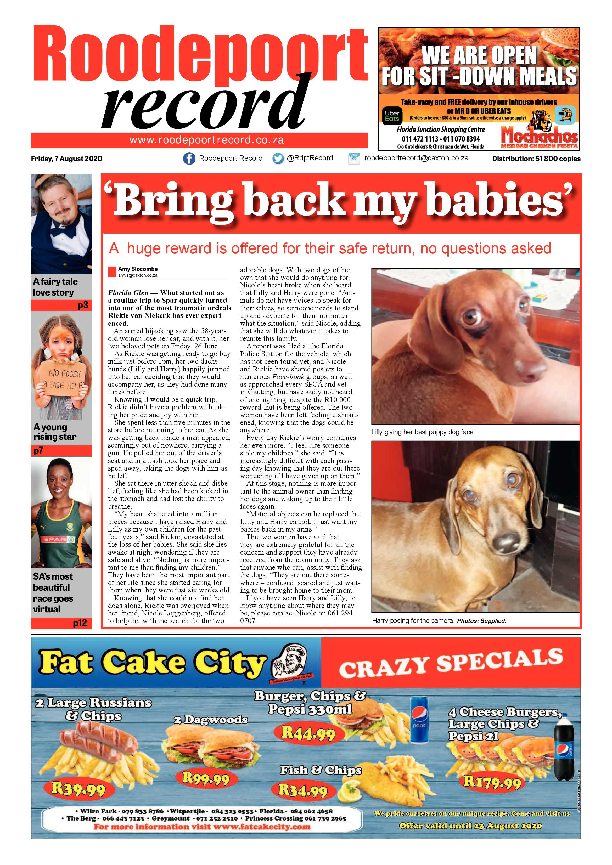 Roodepoort Record 7 August 2020 page 1