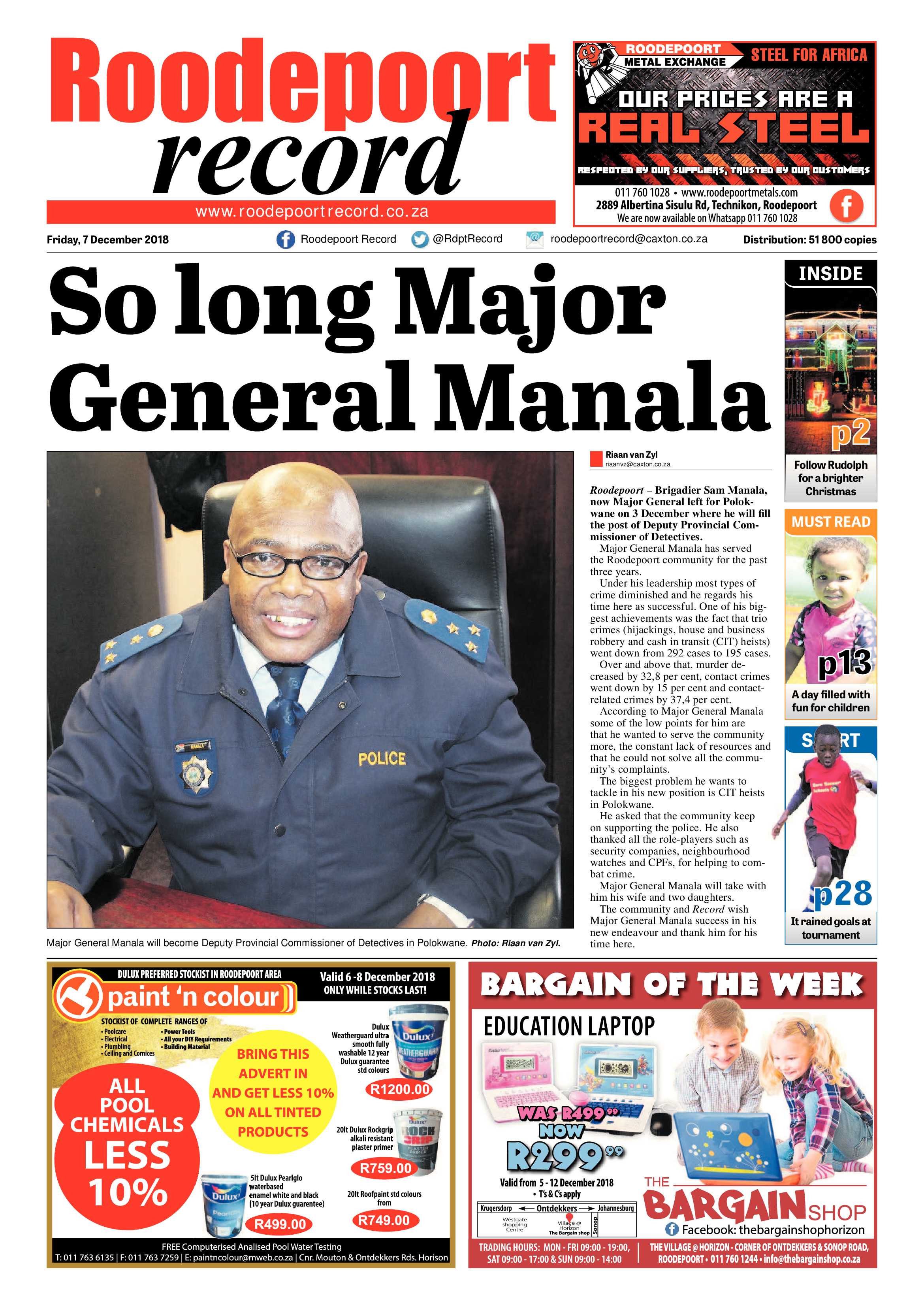 Roodepoort Record 7 December 2018 page 1