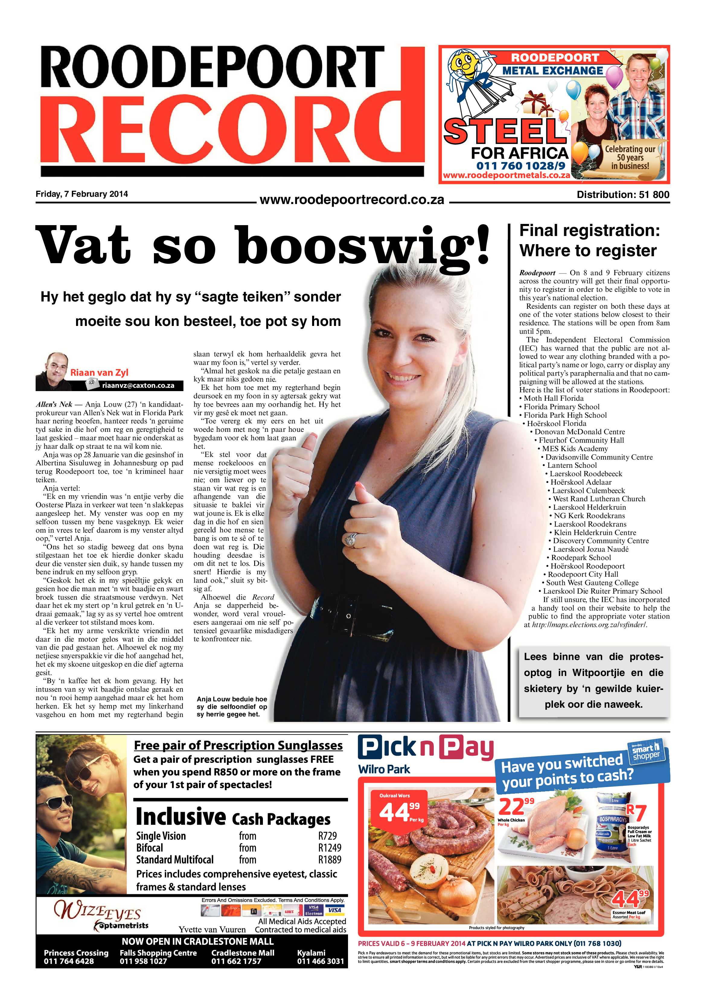Roodepoort Record 7 February 2014 page 1