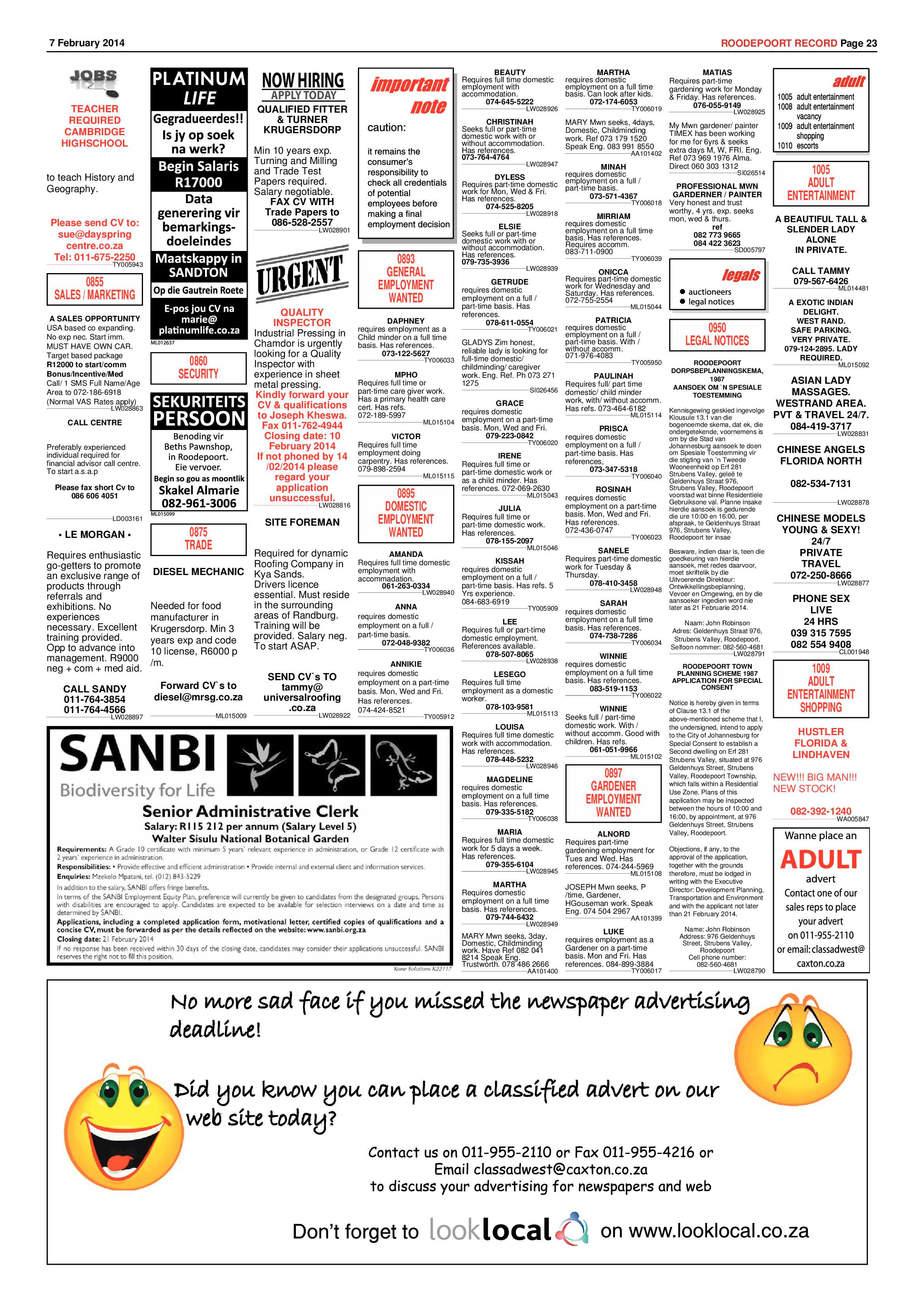 Roodepoort Record 7 February 2014 page 23