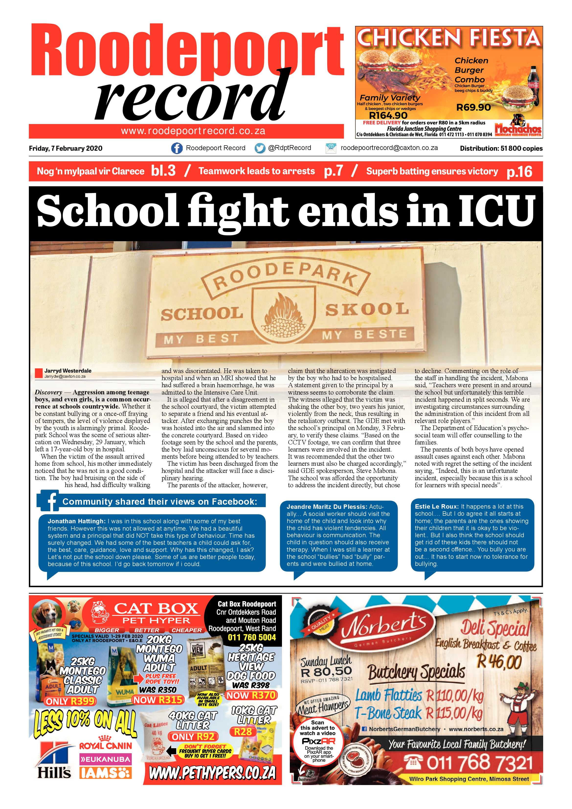 Roodepoort Record 7 February 2020 page 1