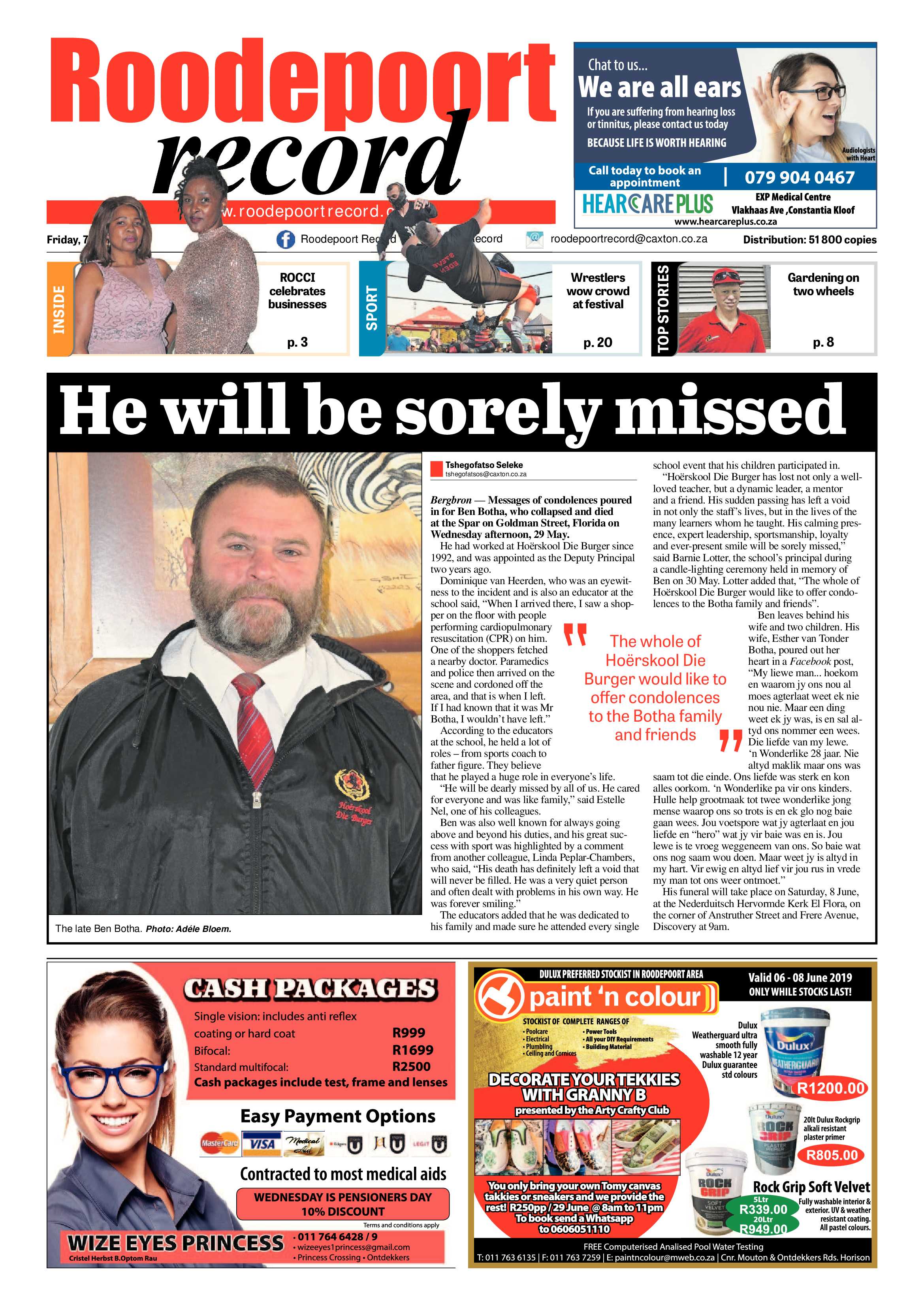 Roodepoort Record 7 June 2019 page 1