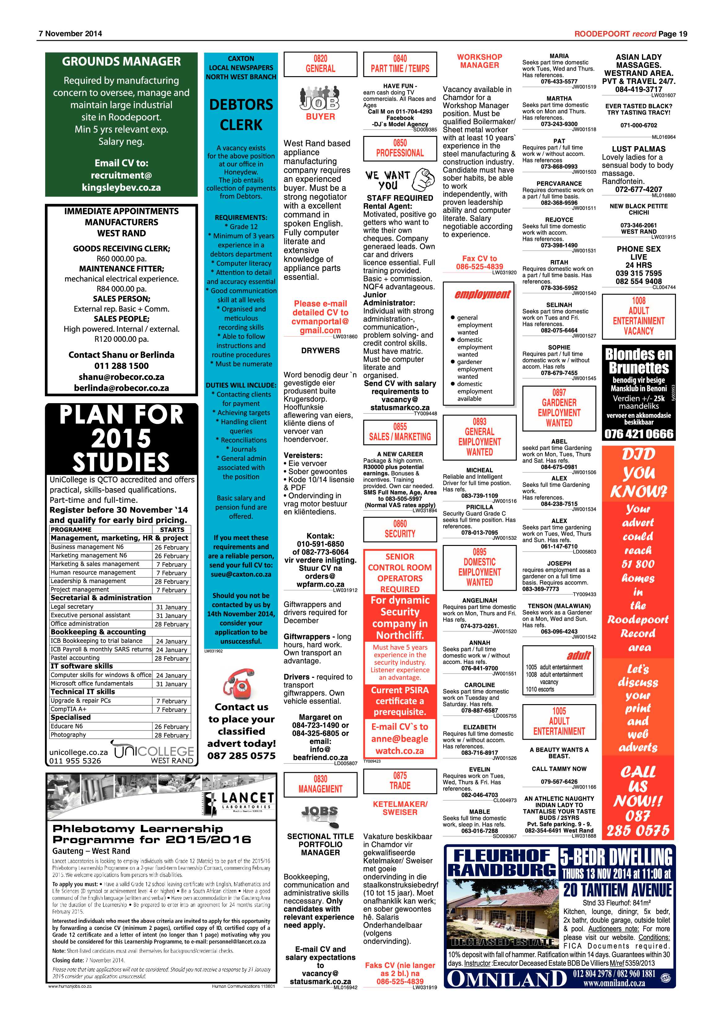 Roodepoort Record 7 November 2014 page 19