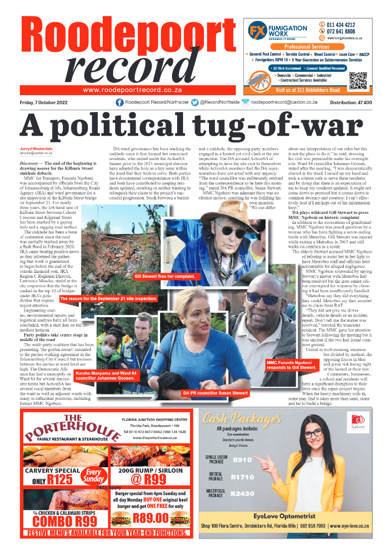Roodepoort Record 7 October 2022 page 1