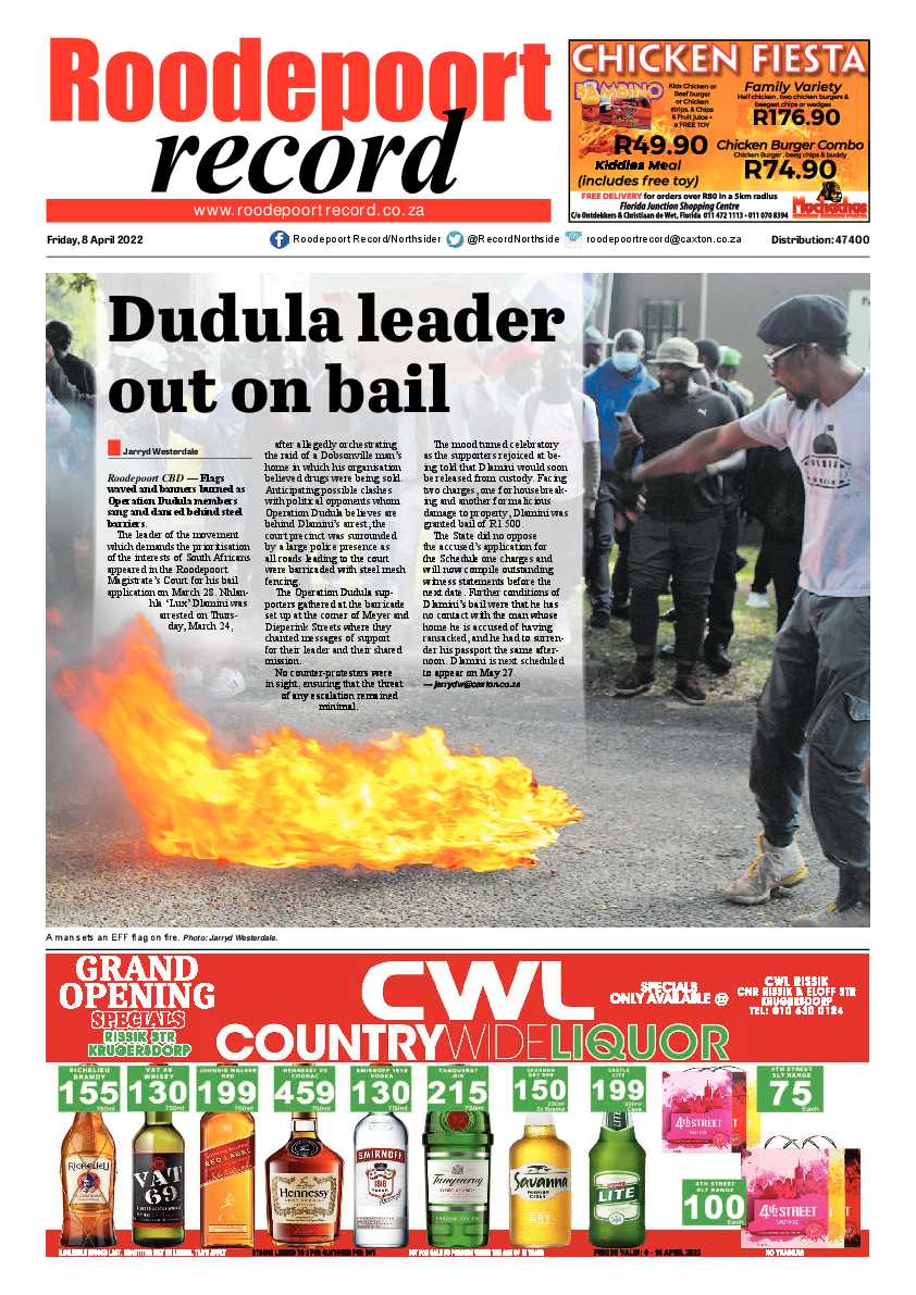 Roodepoort Record 8 April 2022 page 1