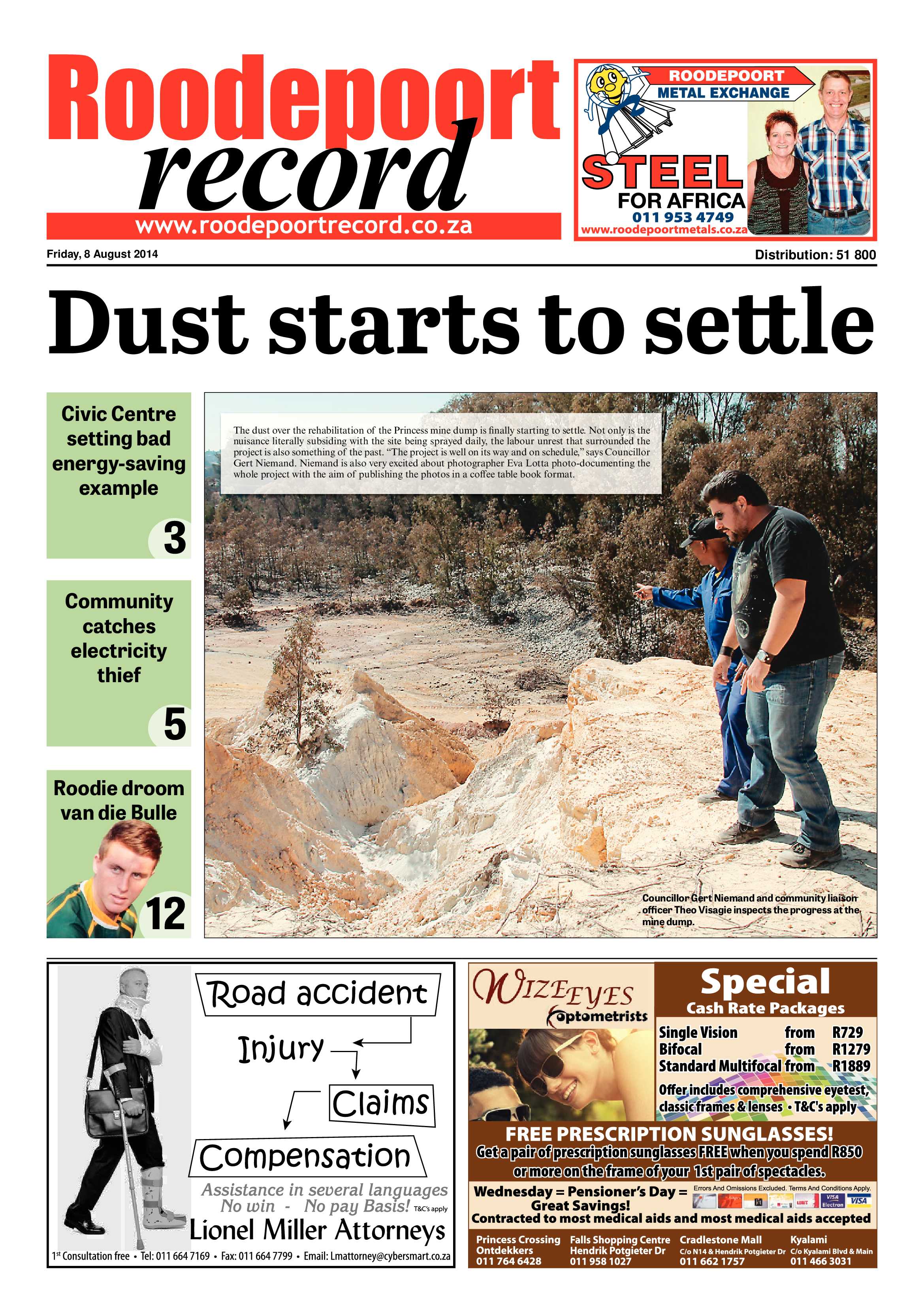 Roodepoort Record 8 August 2014 page 1