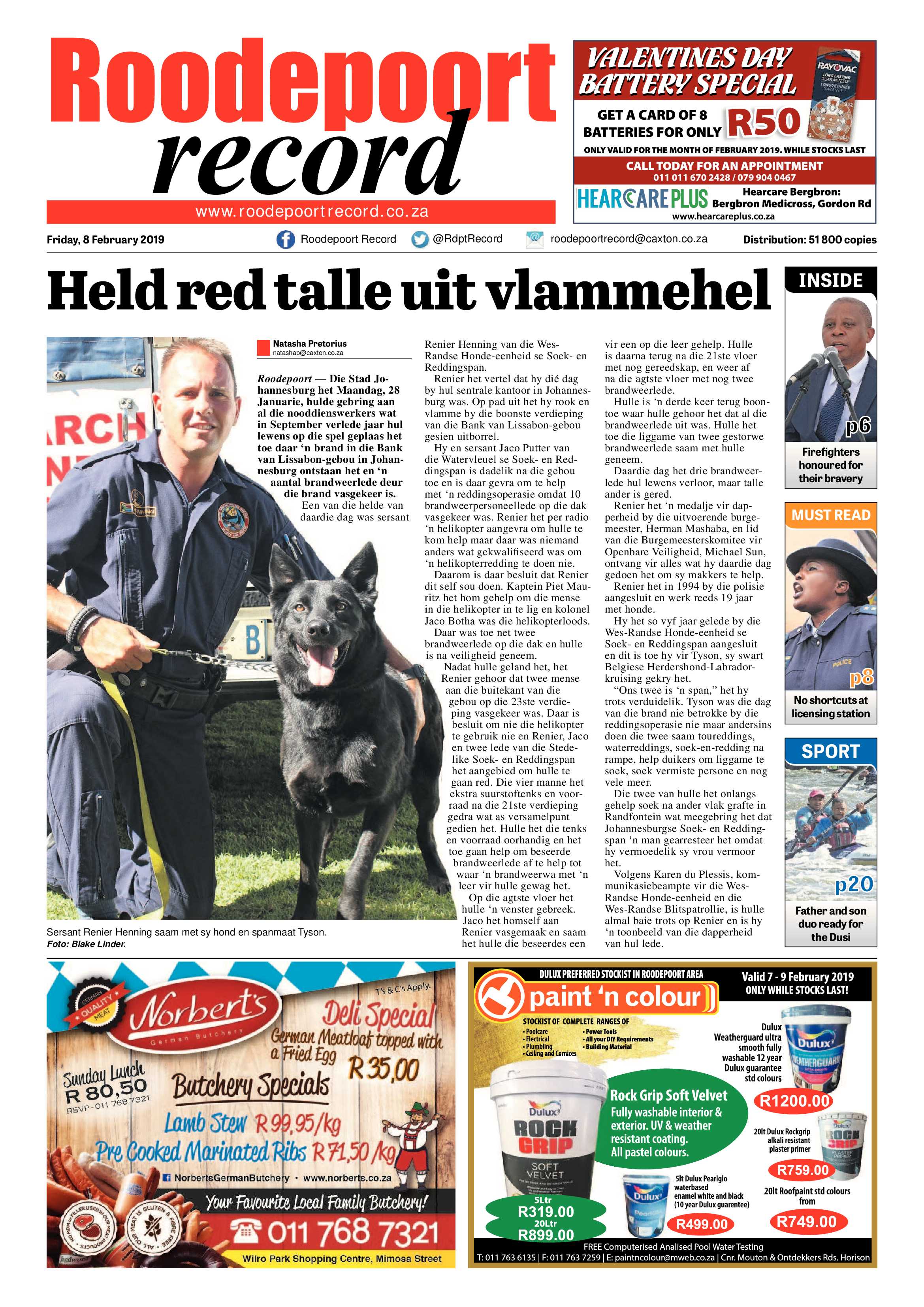 Roodepoort Record 8 February 2019 page 1