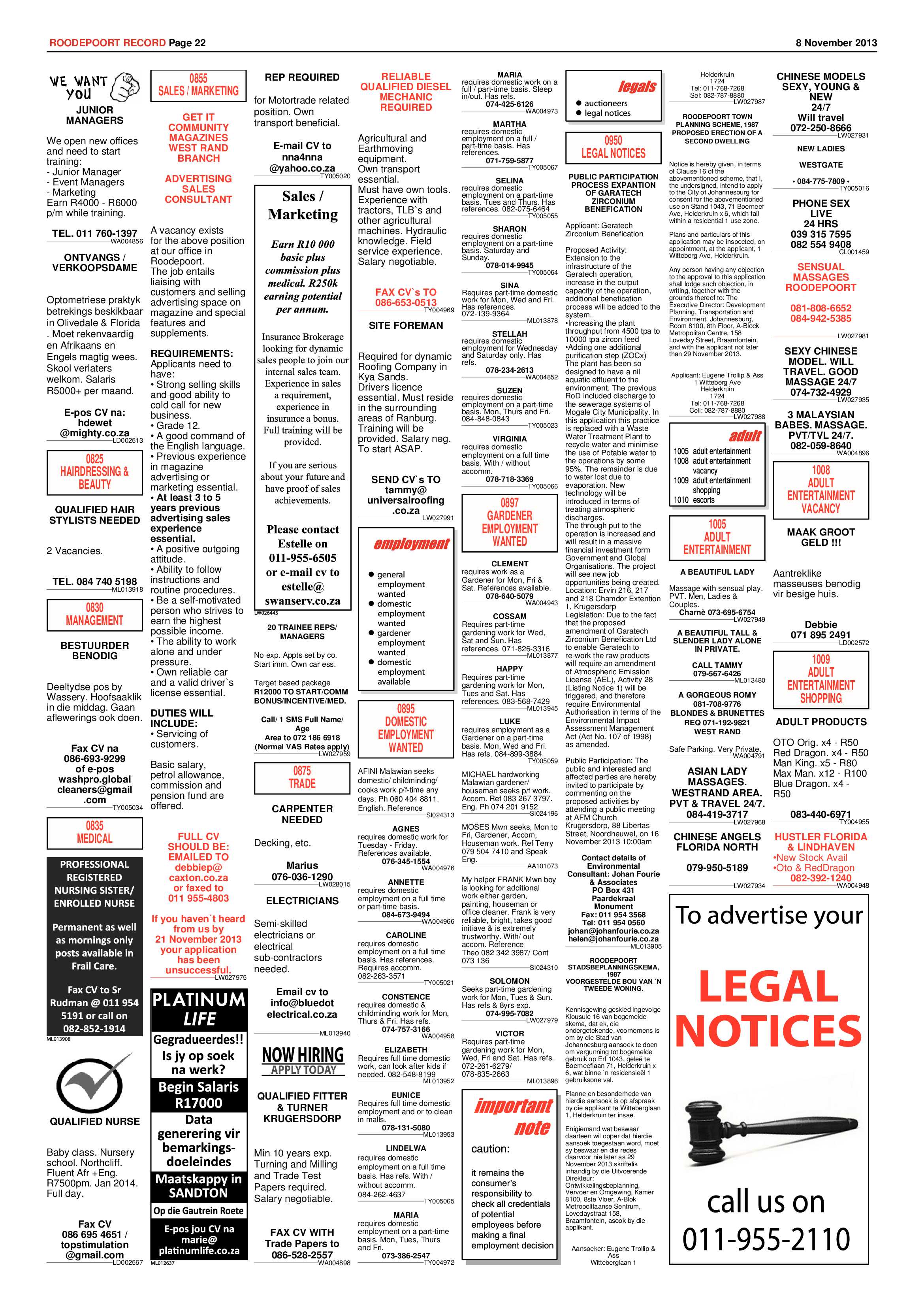Roodepoort Record 8 November 2013 page 22