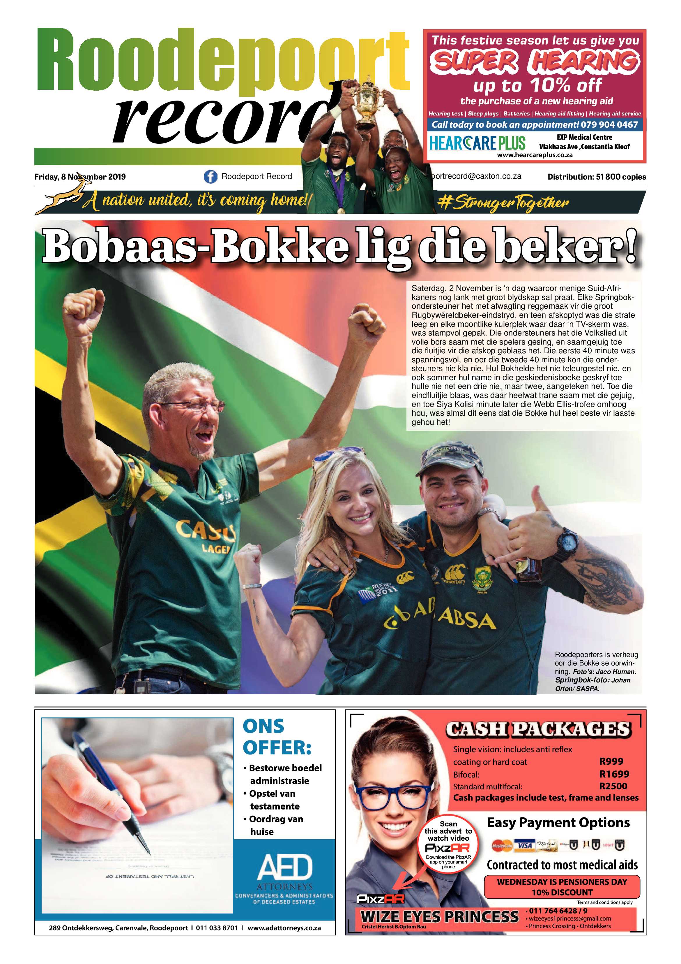 Roodepoort Record 8 November 2019 page 1