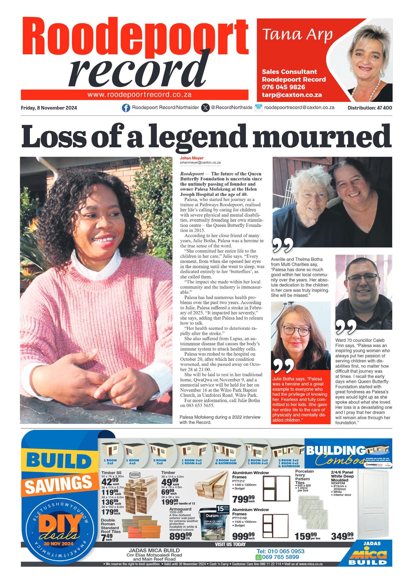 Roodepoort Record 8 November 2024 page 1