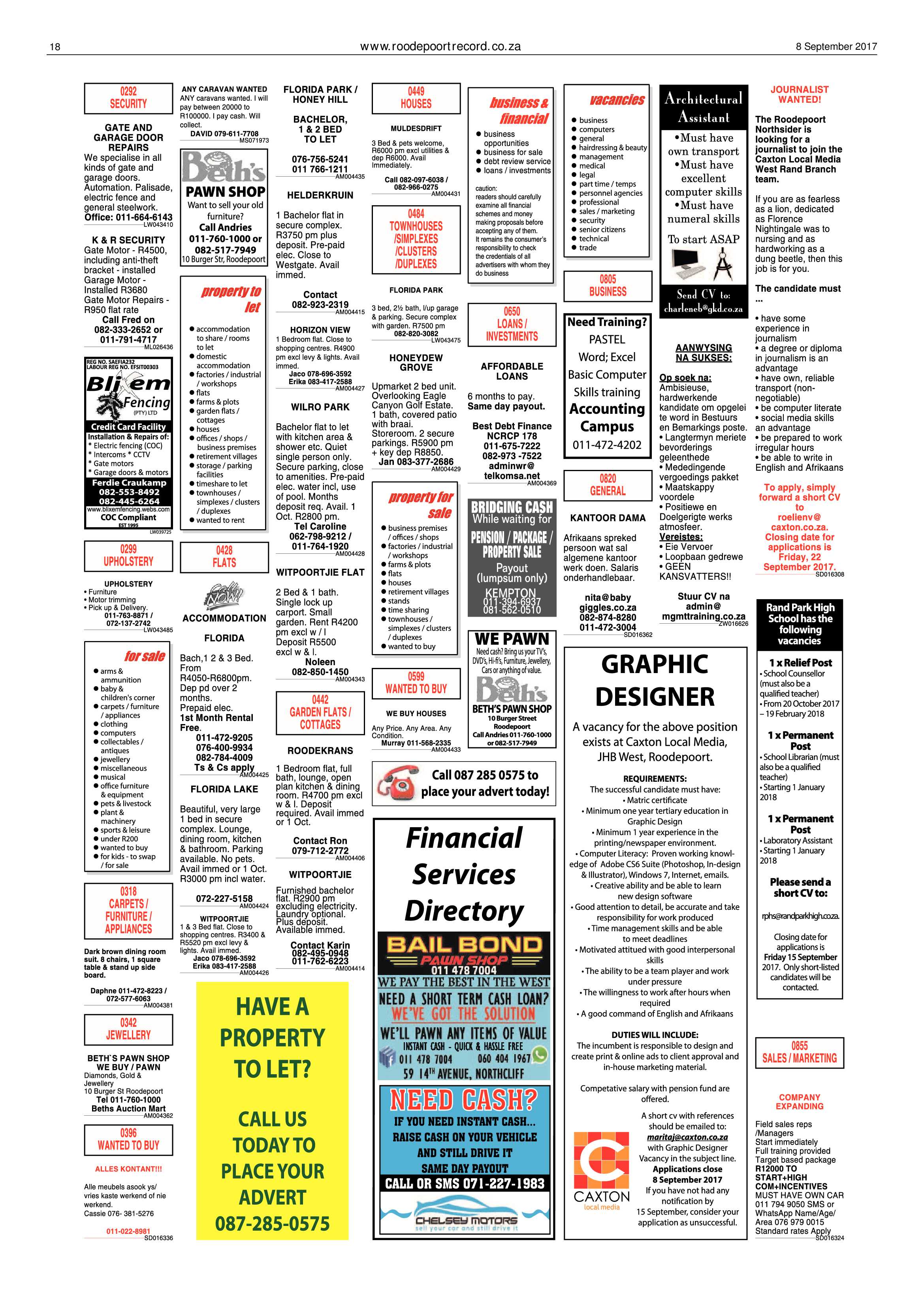 Roodepoort Record 8 September 2017 page 18