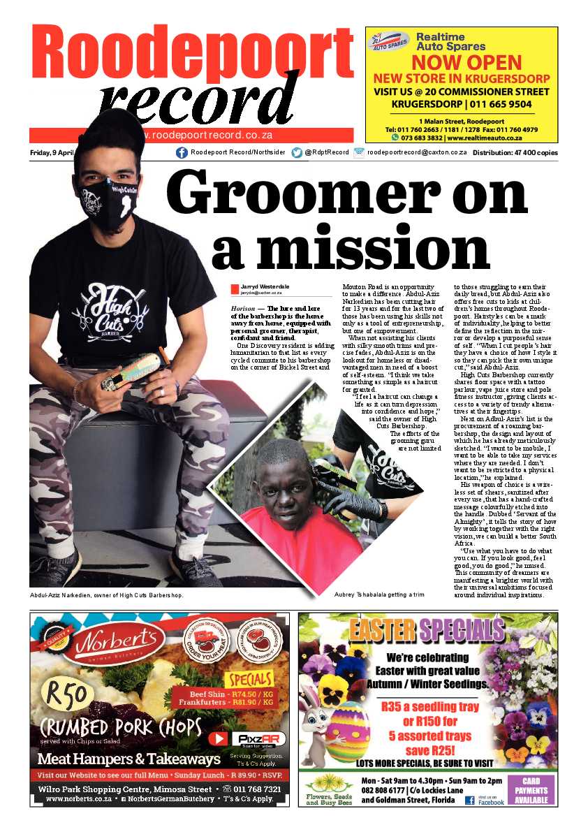 Roodepoort Record 9 April 2021 page 1