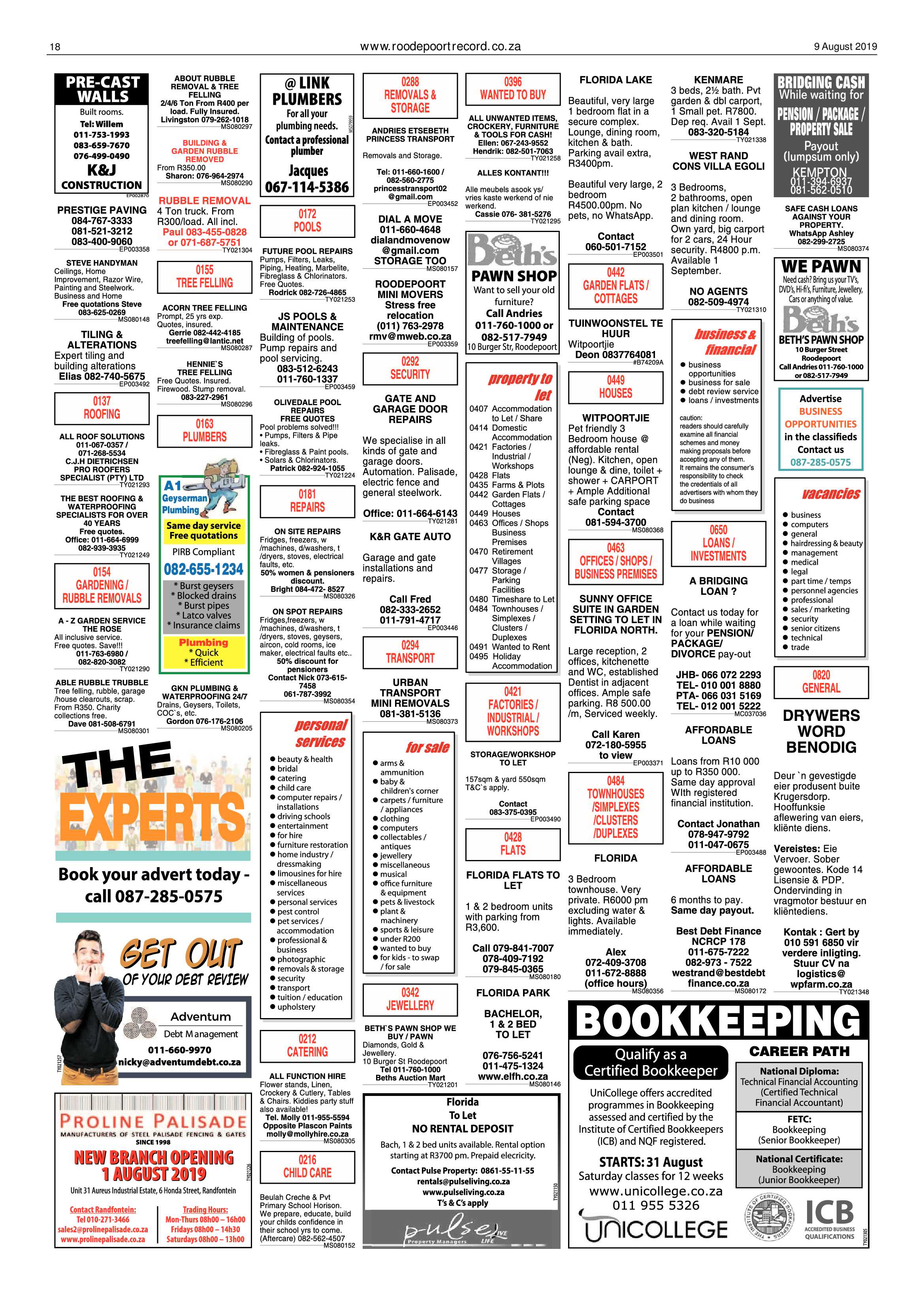 Roodepoort Record 9 August 2019 page 18