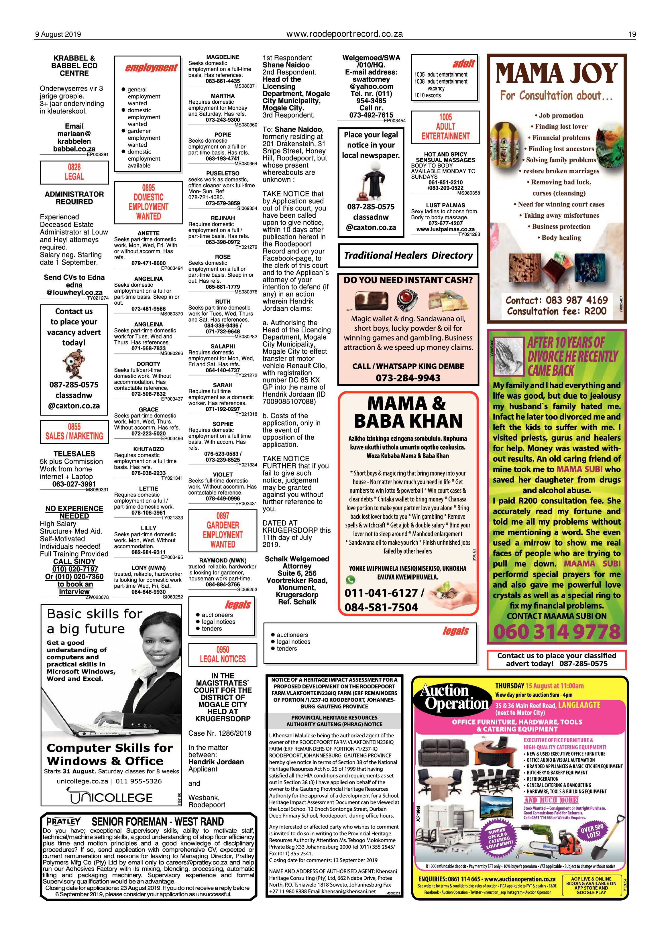 Roodepoort Record 9 August 2019 page 19