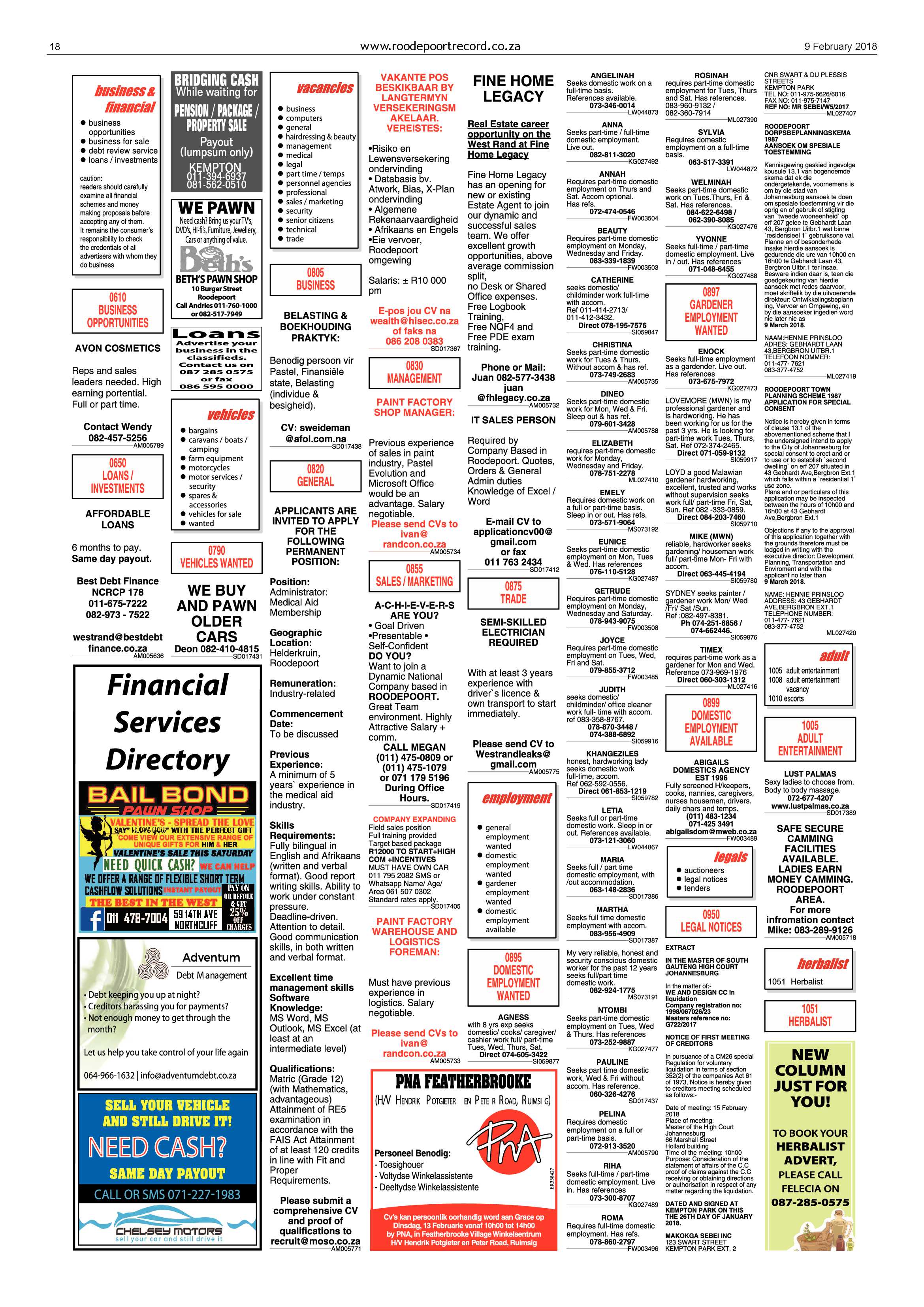Roodepoort Record 9 February 2018 page 18
