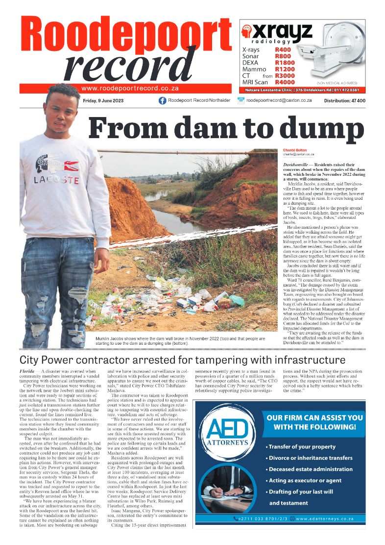 Roodepoort Record 9 June 2023 page 1