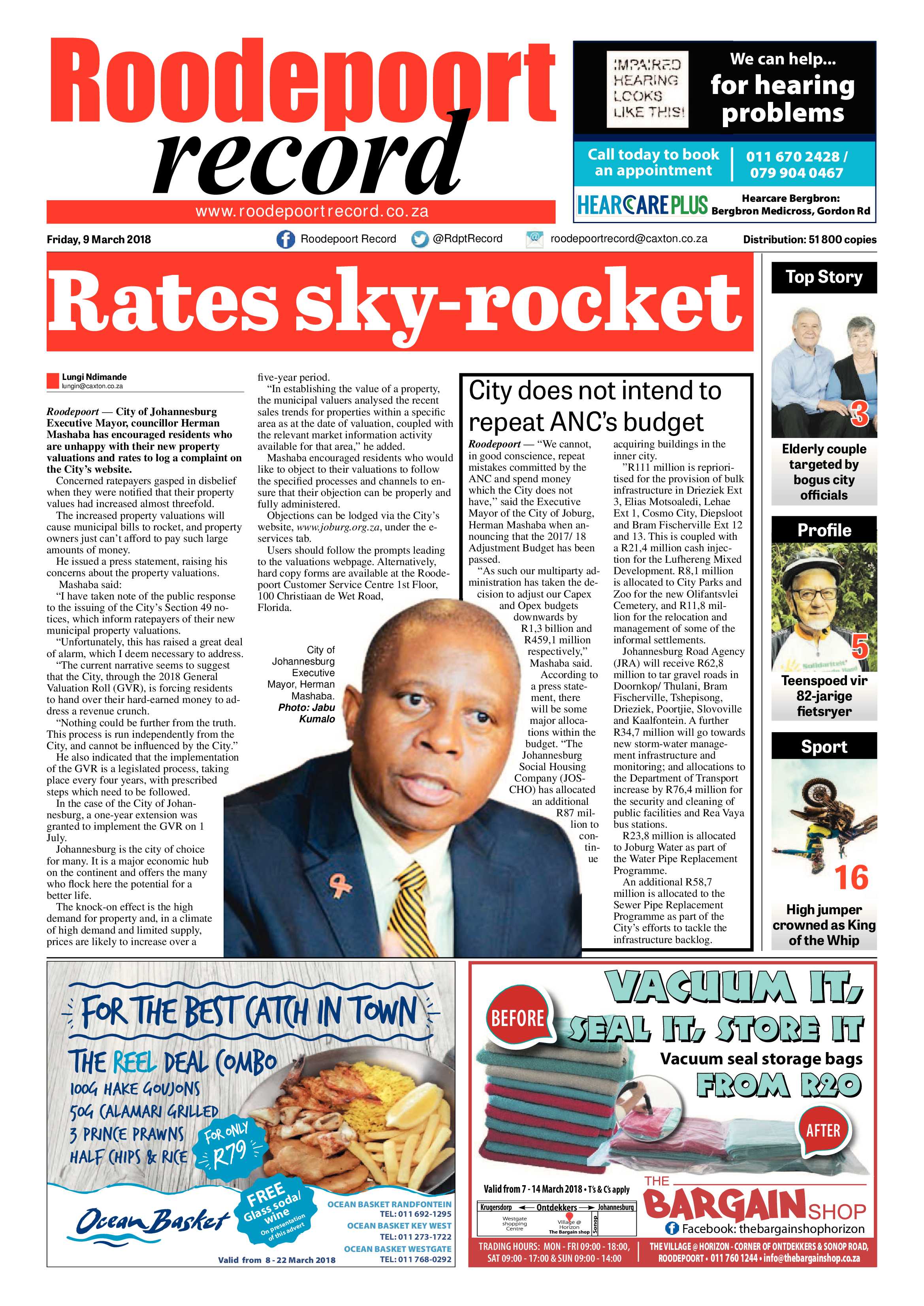Roodepoort Record 9 March 2018 page 1