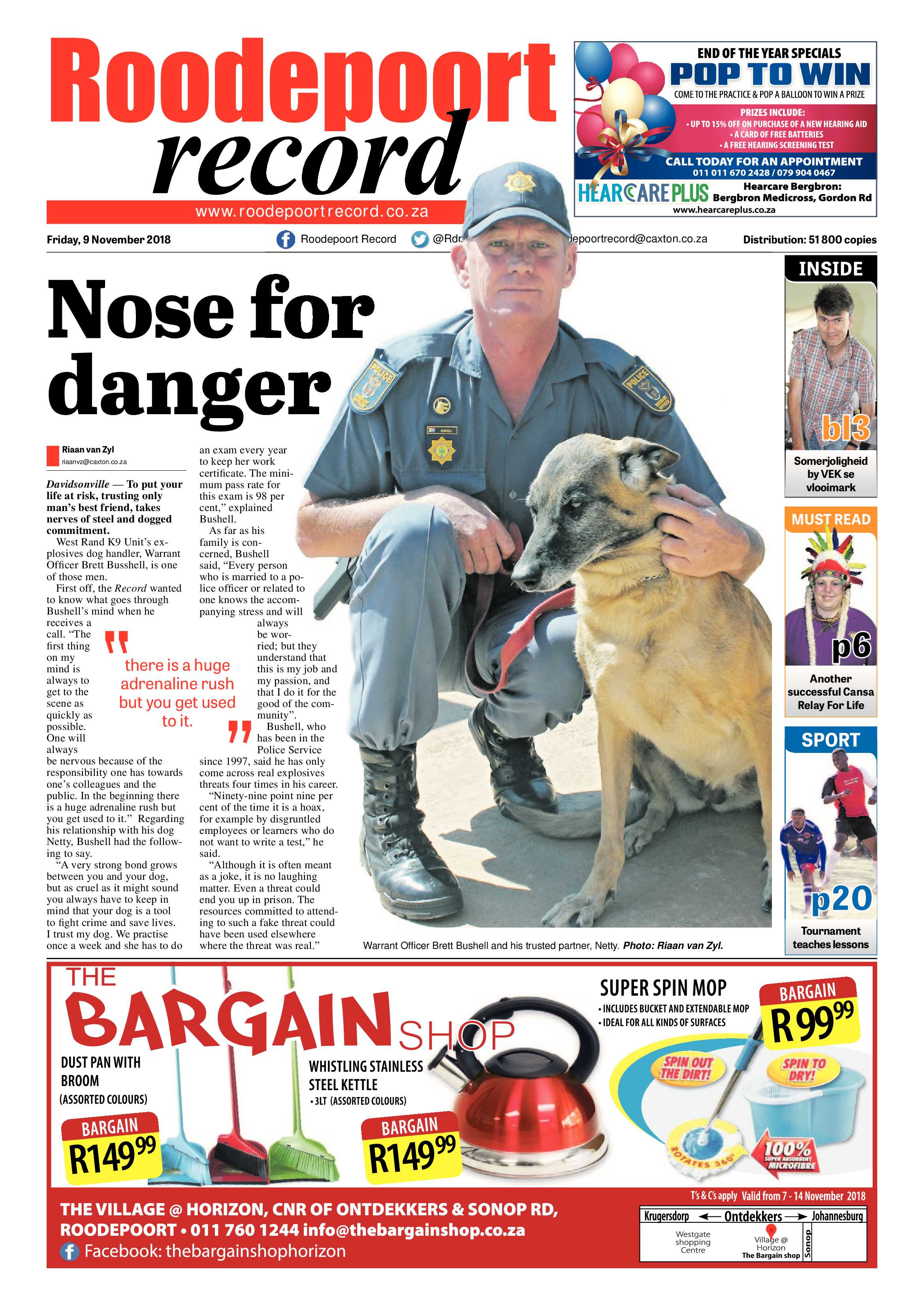 Roodepoort Record 9 November 2018 page 1