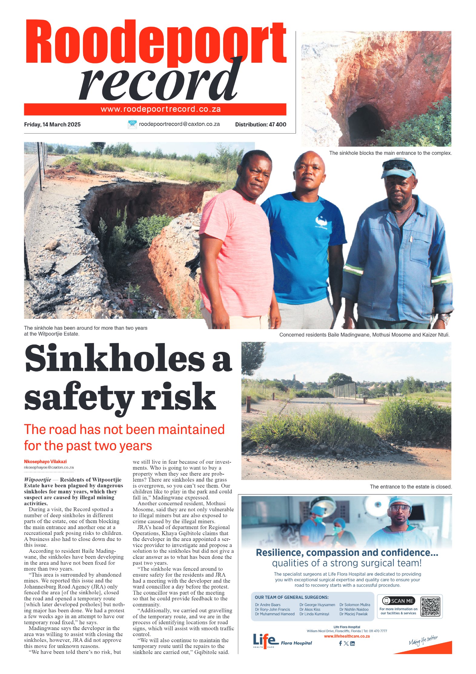 Roodepoort Record 14 March 2025 page 1